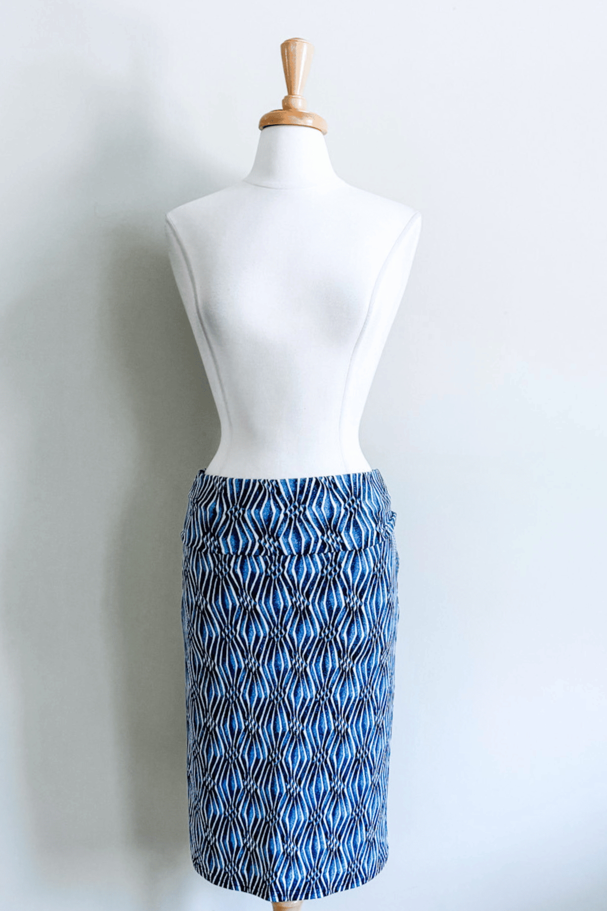 Slip Skirt in Blue Ikat Print