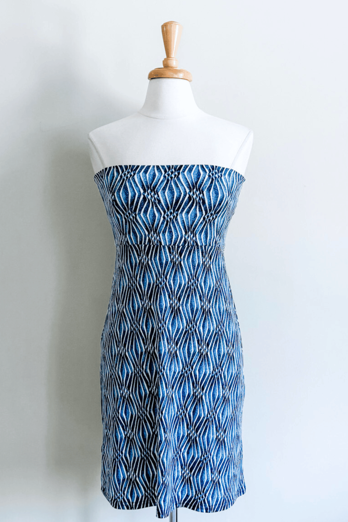 Slip Skirt in Blue Ikat Print