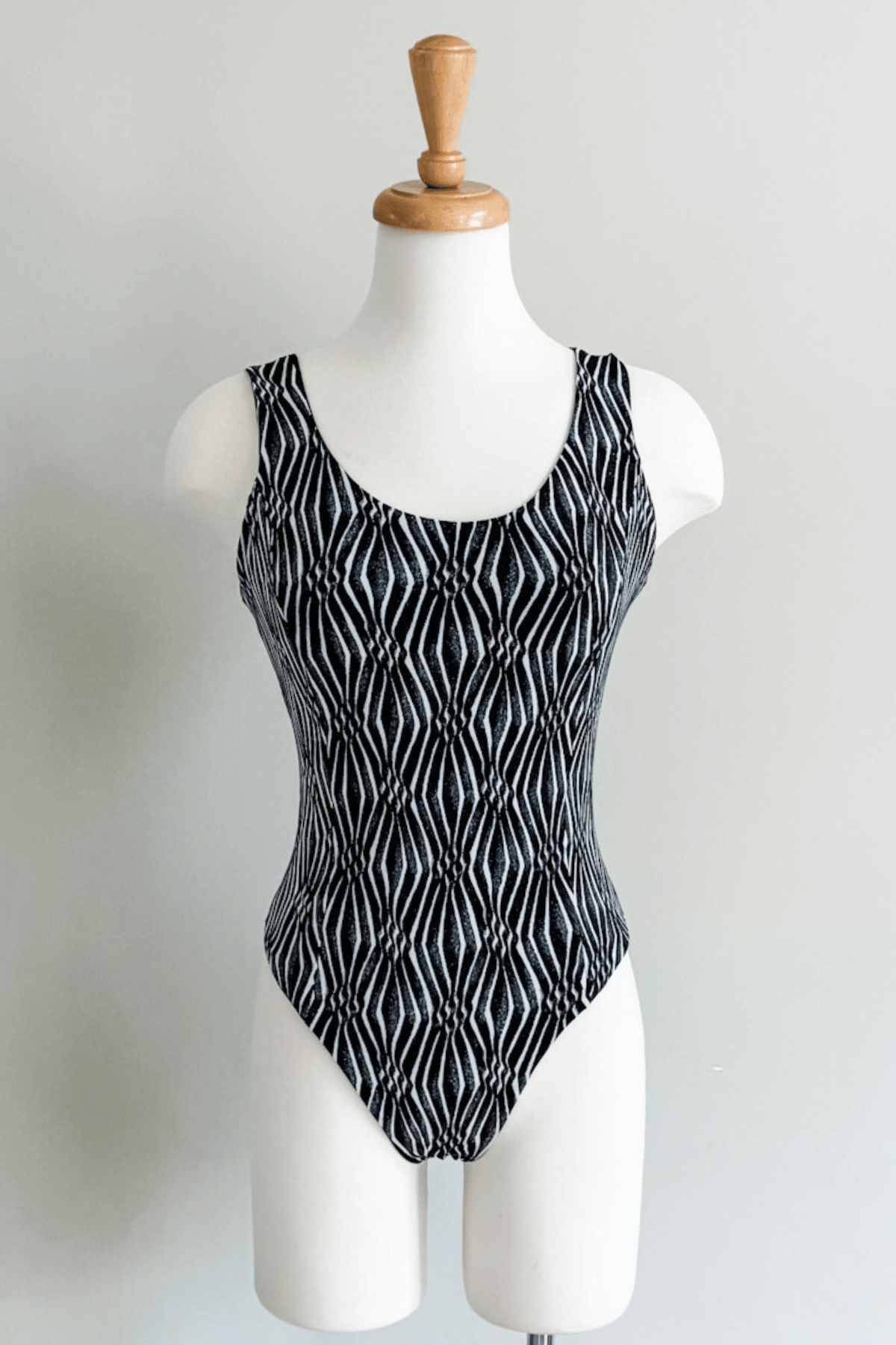 Reversible Body Suit in Charcoal Ikat Print