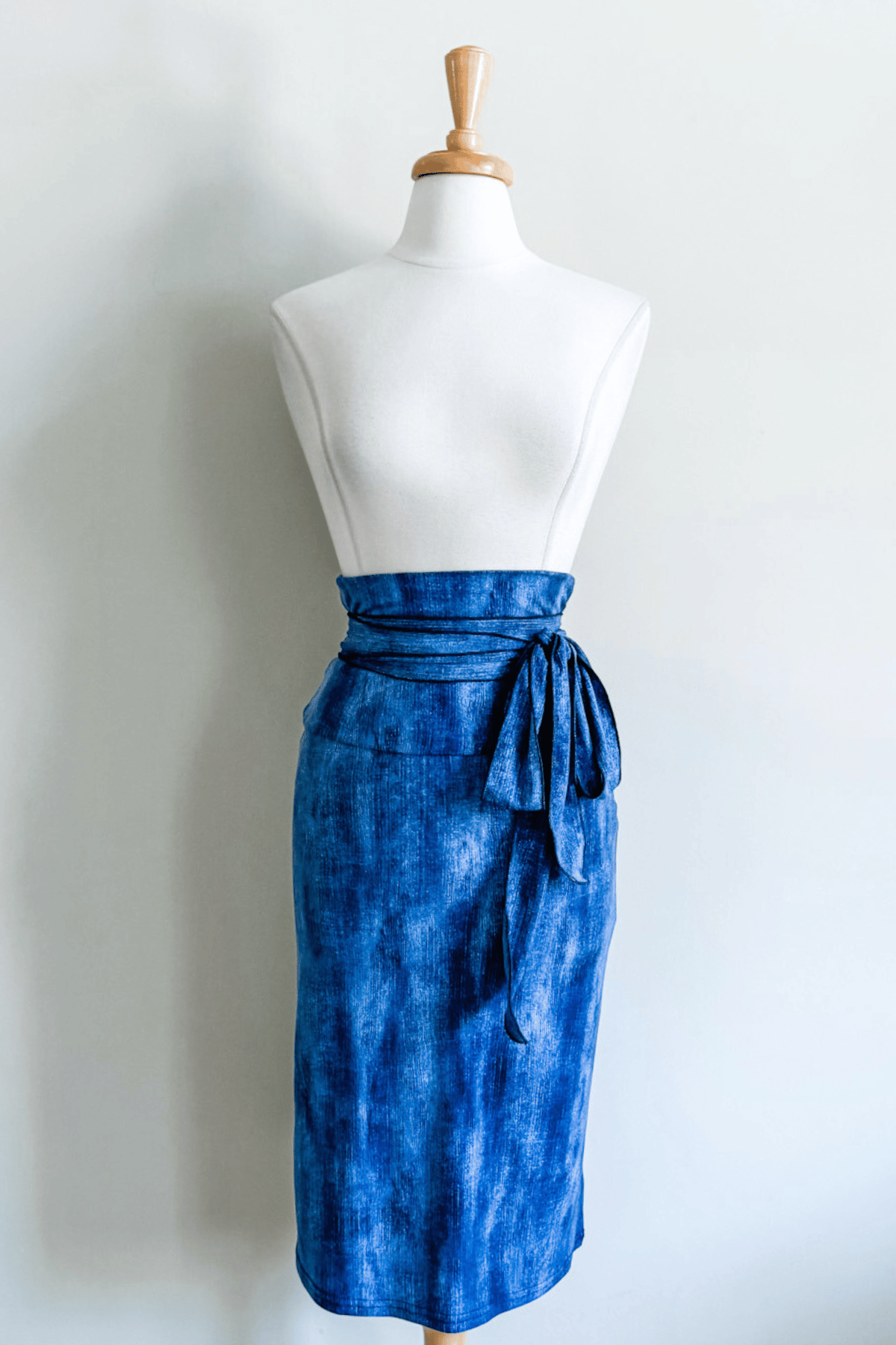 Slip Skirt in Indigo Distressed print