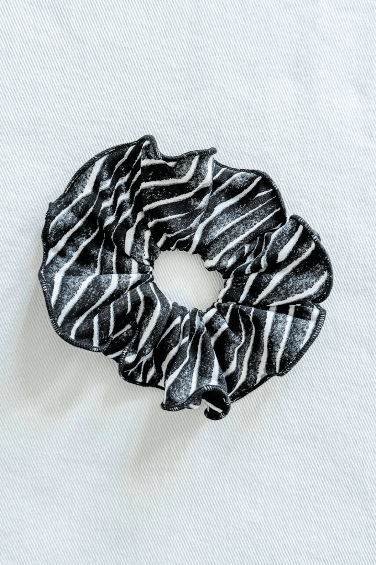 Scrunchies in Charcoal Ikat Print
