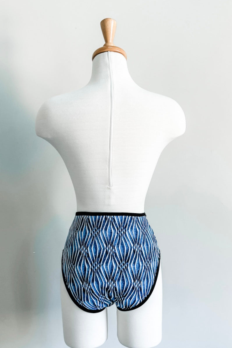 Reversible Bikini Brief in Blue Ikat Print