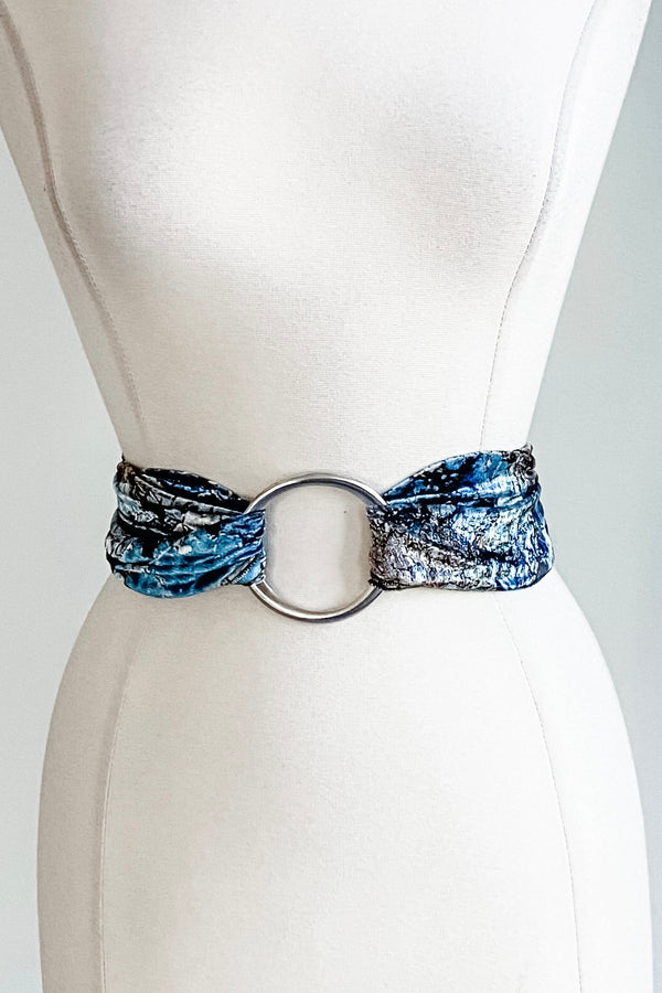 Holt Renfrew beaded and sequined on crushed velvet sash style belt ML Holt Renfrew beaded and sequined on crushed velvet sash  main image 4