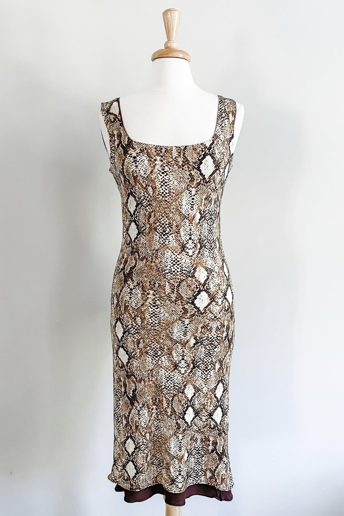 Diane Kroe Sheath Dress in Brown Snake Print