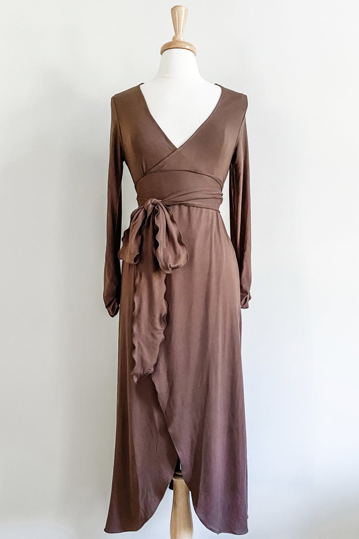 Duster Wrap Dress in BrownBrushed