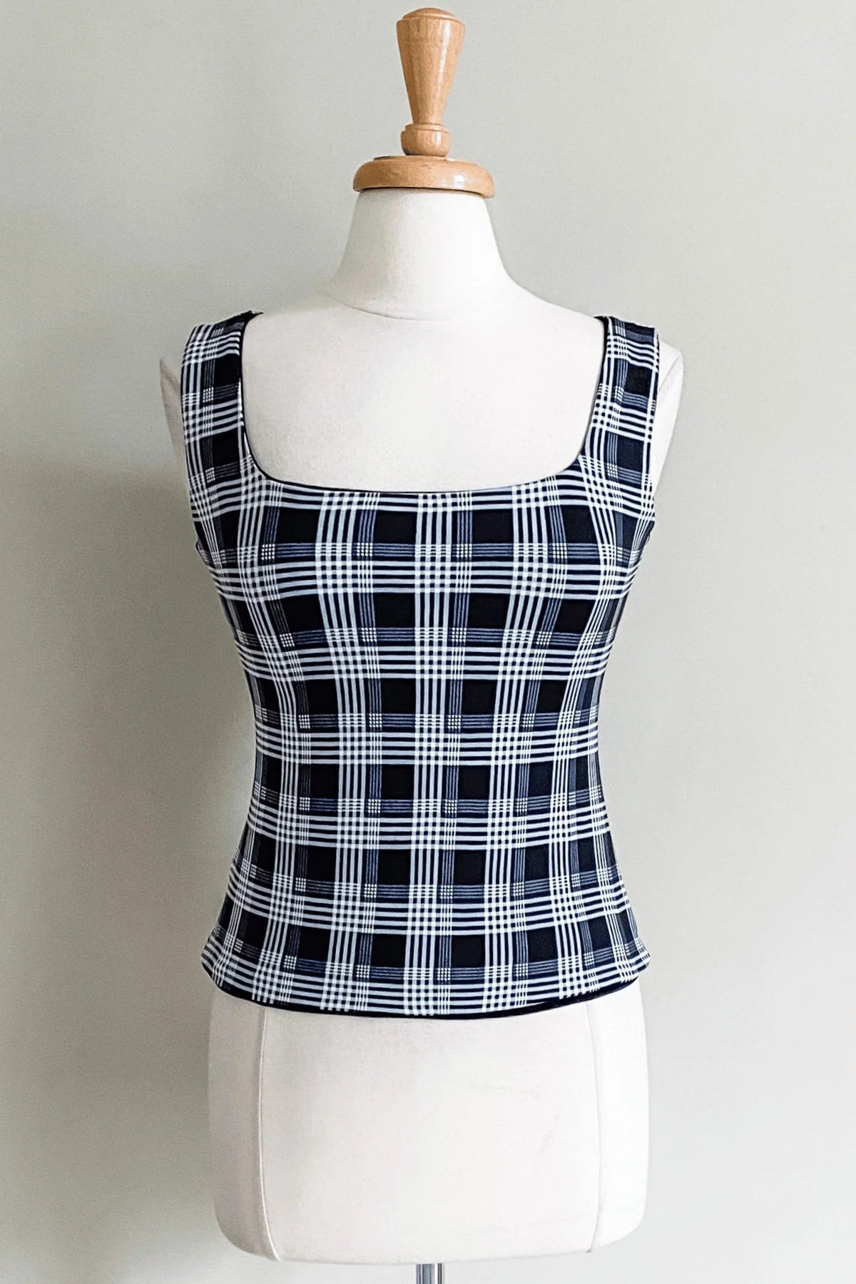 Reversible Matching Bralette | Black White Plaid Brushed