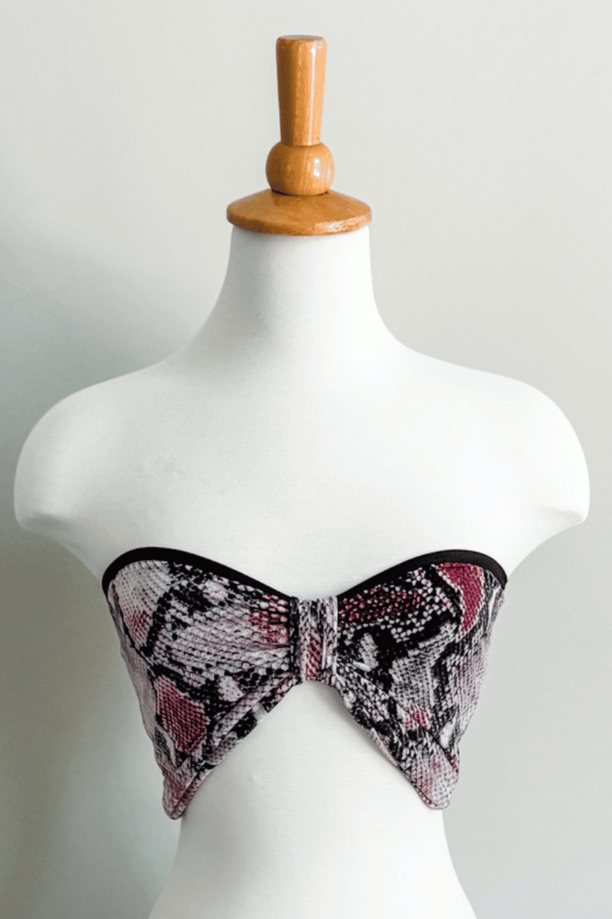 Reversible Bandeau in Cherry Snake Mesh