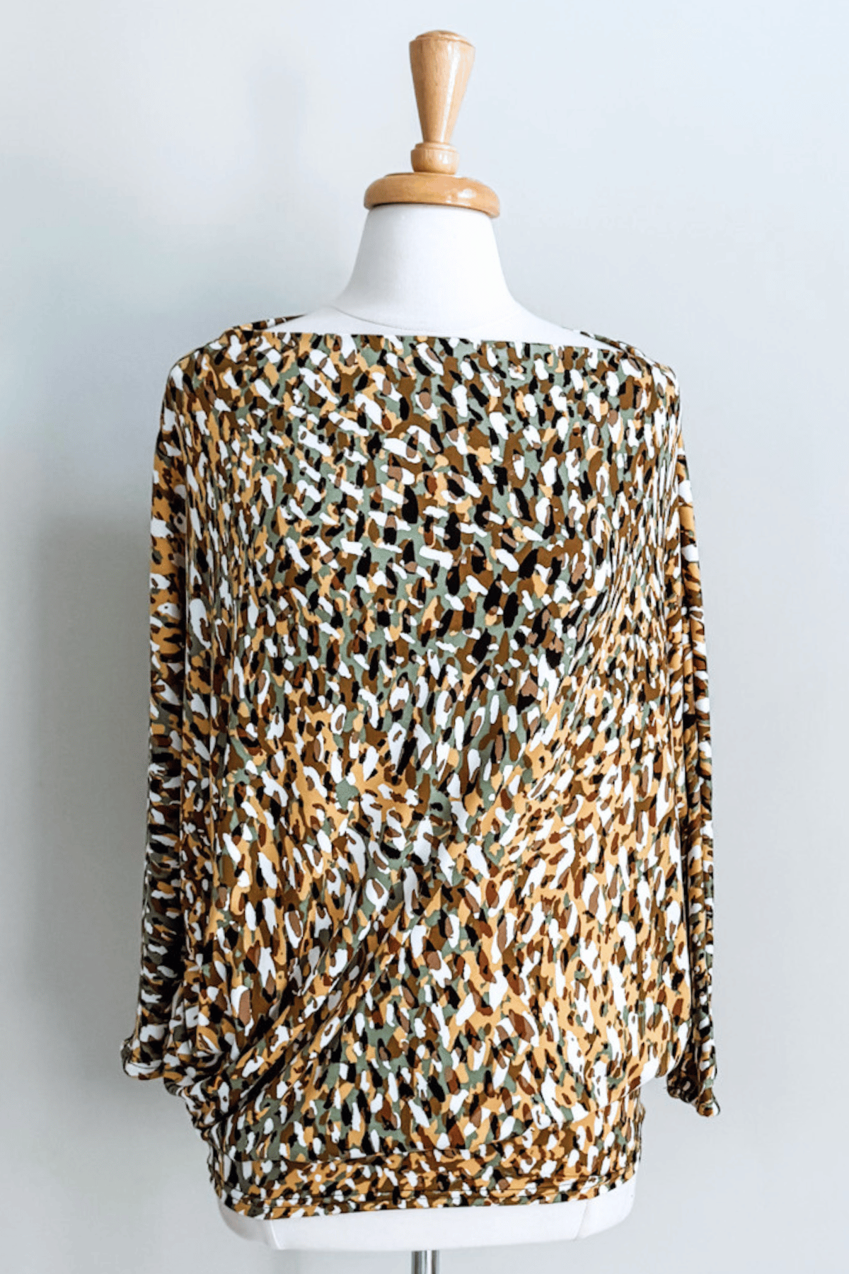 Origami Dress in Kaleidoscope Olive print from Diane Kroe 