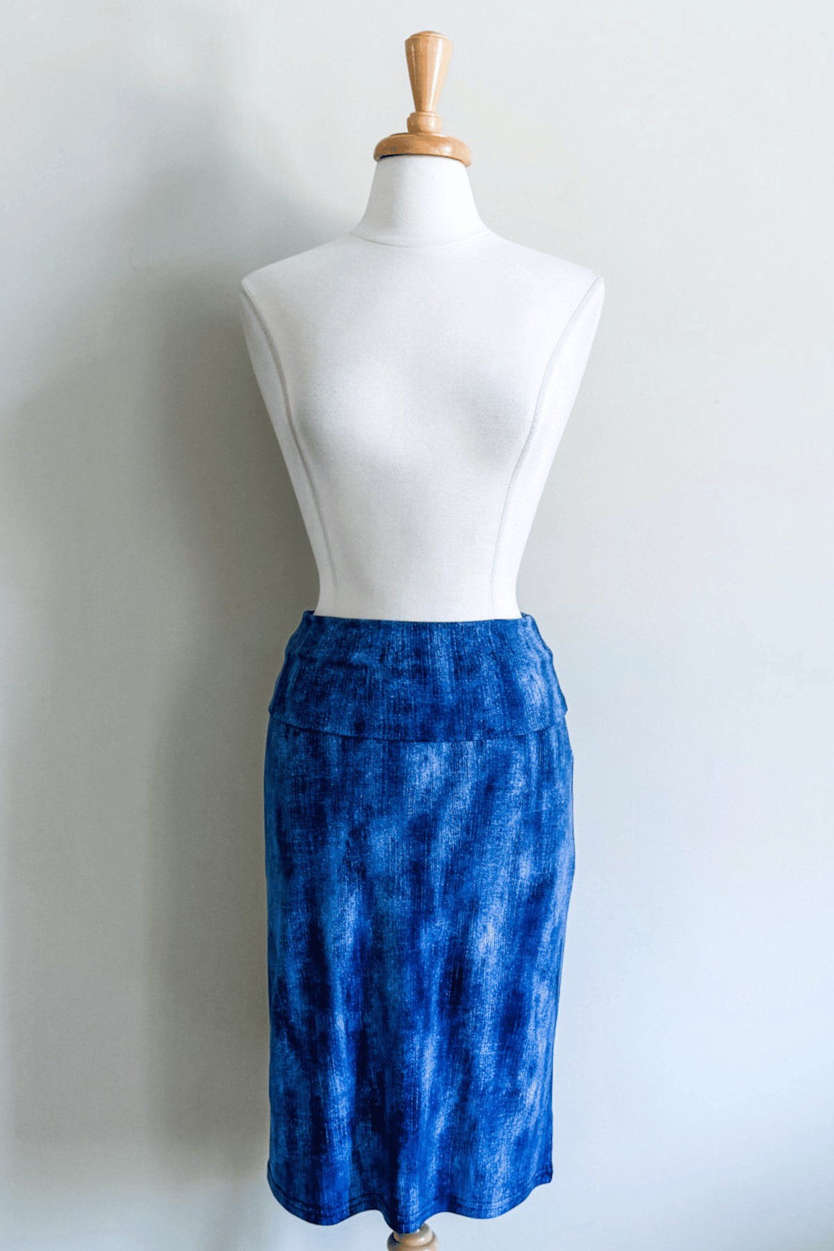 Slip Skirt in Indigo Distressed print
