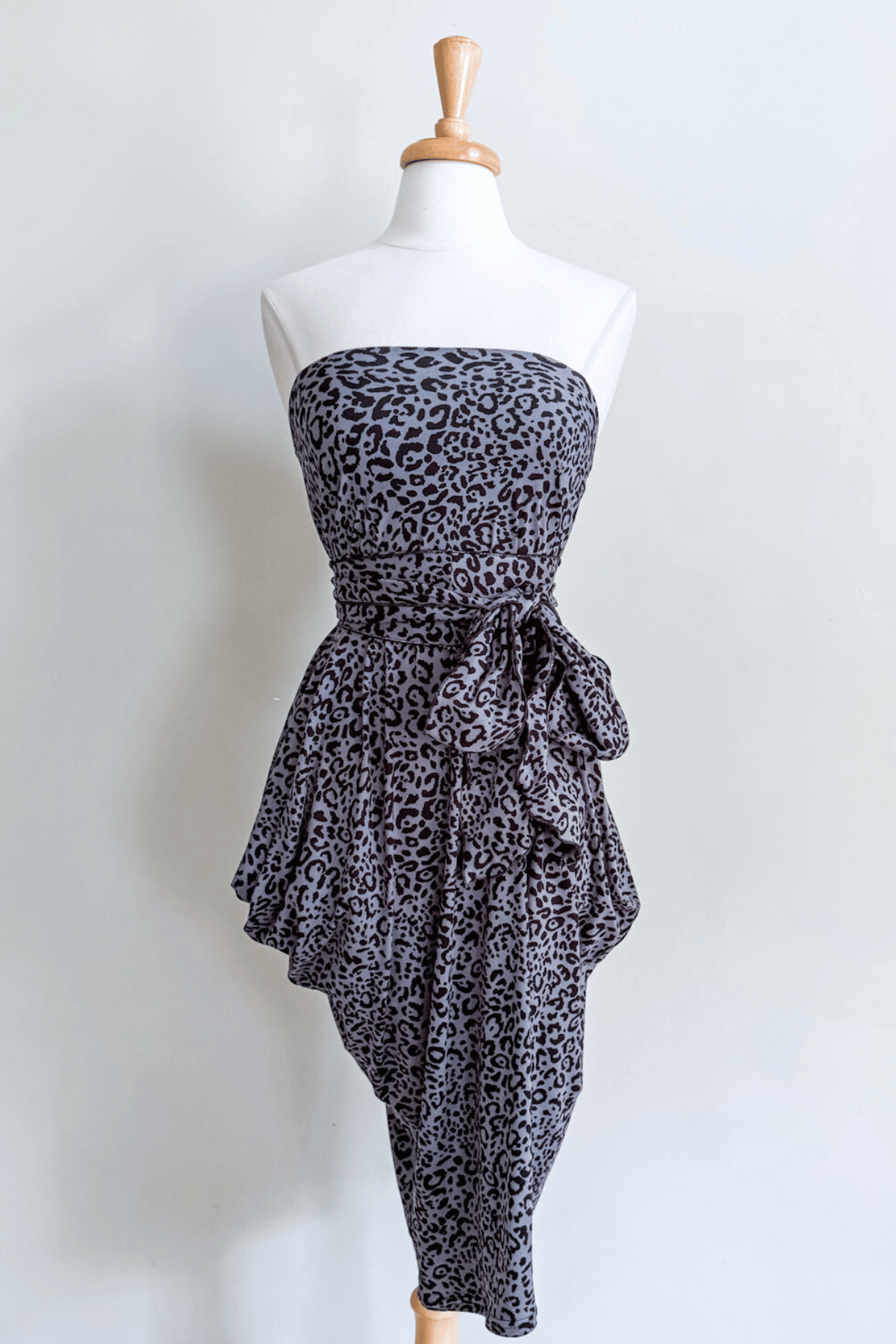 Origami Dress in Luxe Leopard Grey print from Diane Kroe 