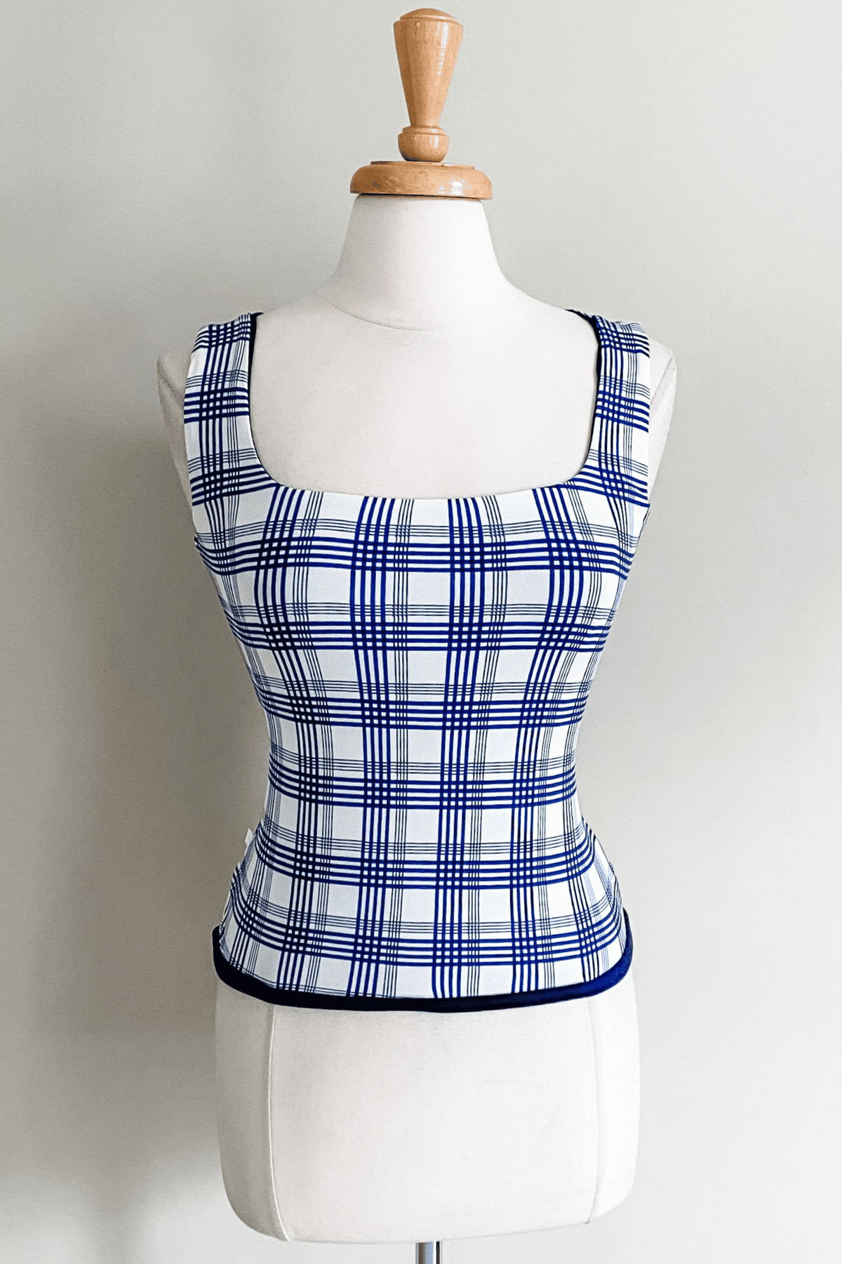Reversible Bralette in Navy White Plaid Fall 2023 Collection from Diane Kroe