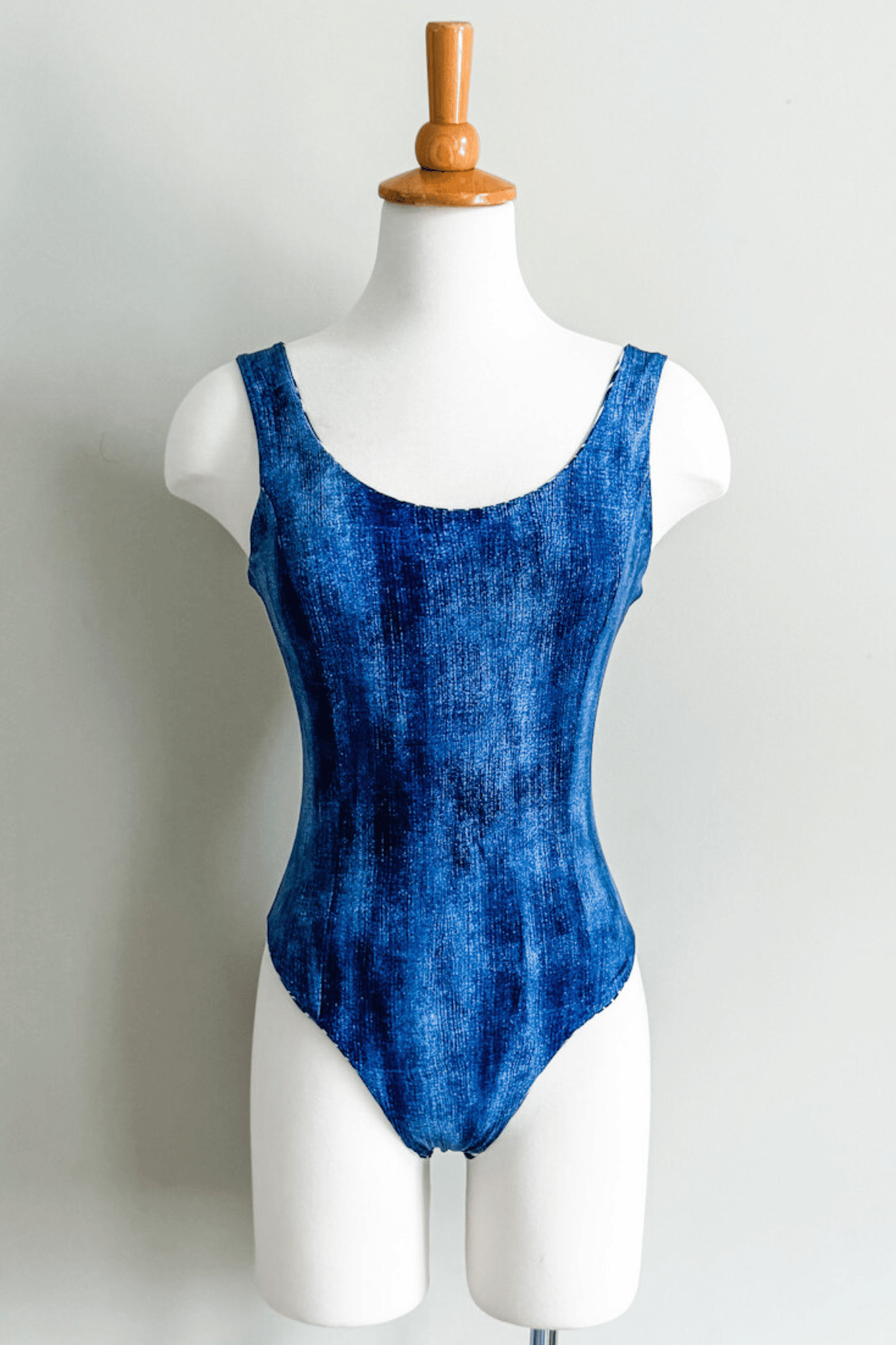 Reversible Body Suit in Blue Ikat Print