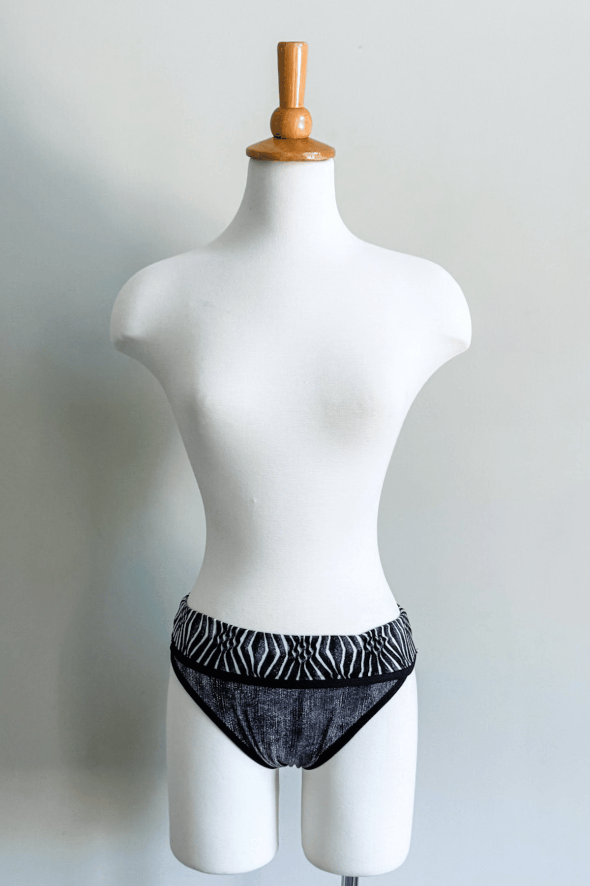 Reversible Bikini Brief in Charcoal Ikat Print