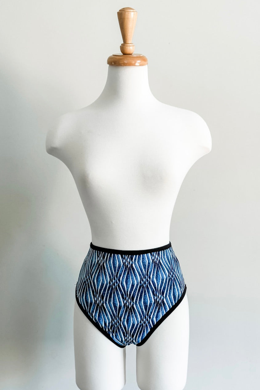 Reversible Bikini Brief in Blue Ikat Print