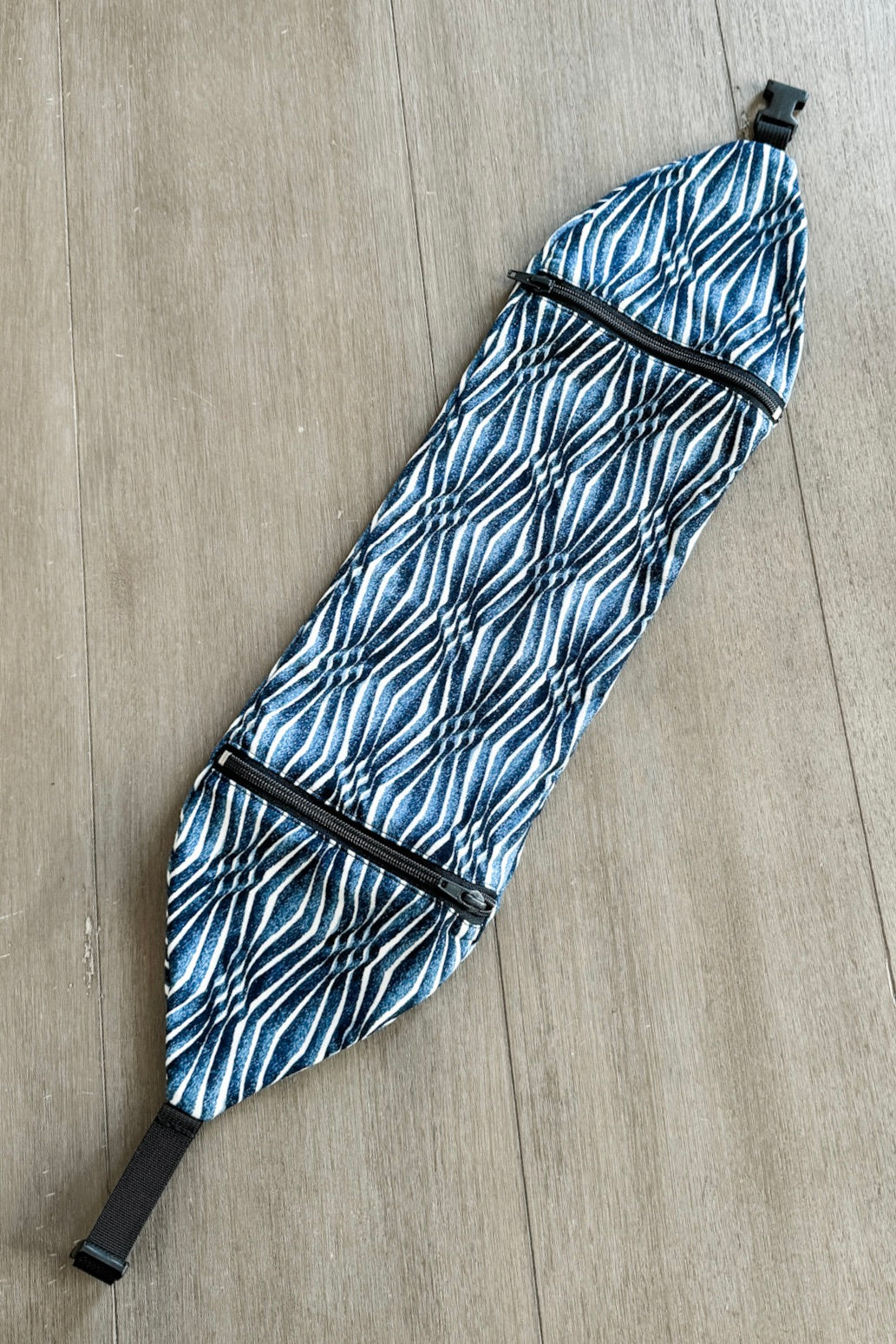 Packable Headrest in Blue Ikat Print