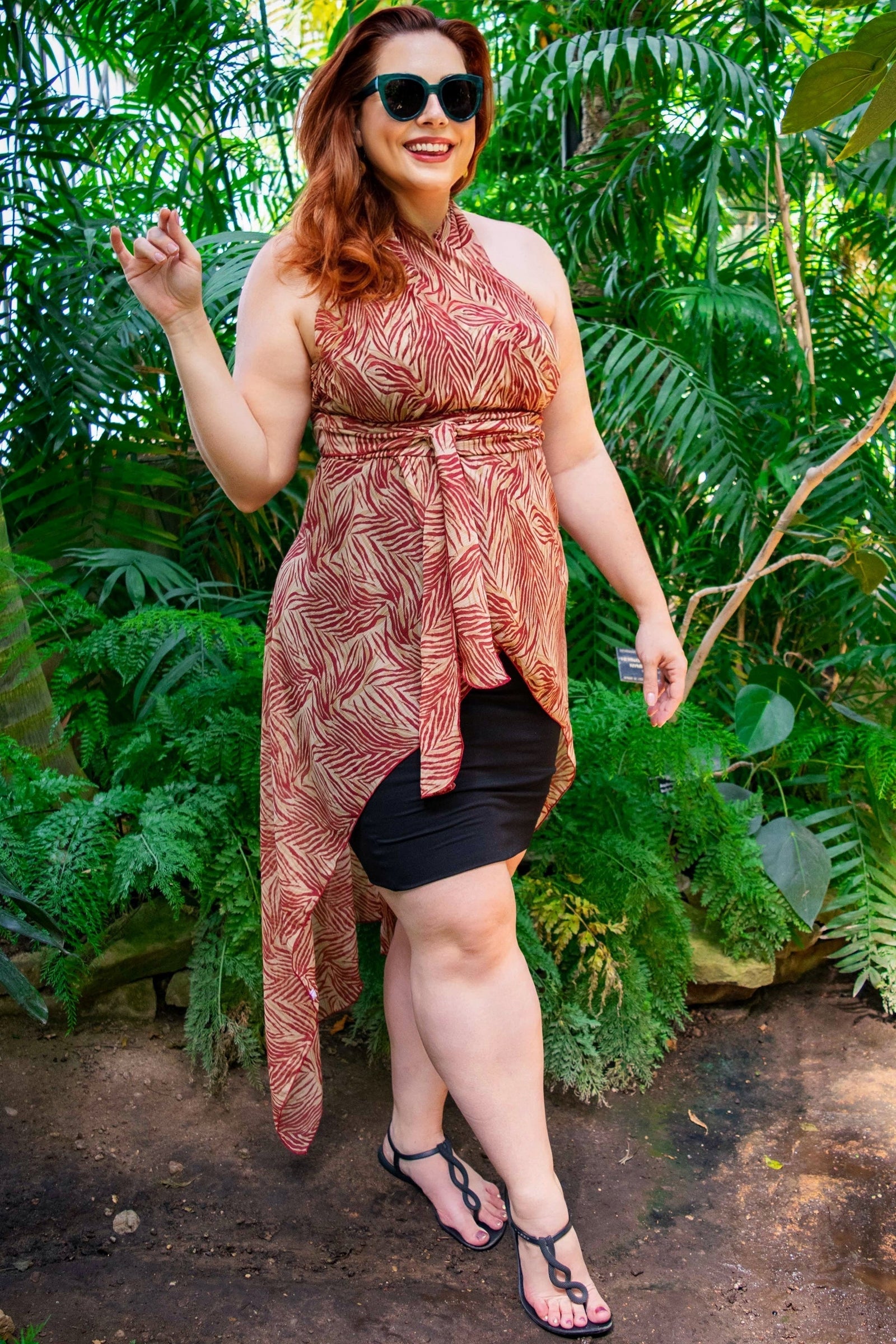 Butterfly Wrap in Red Palm print