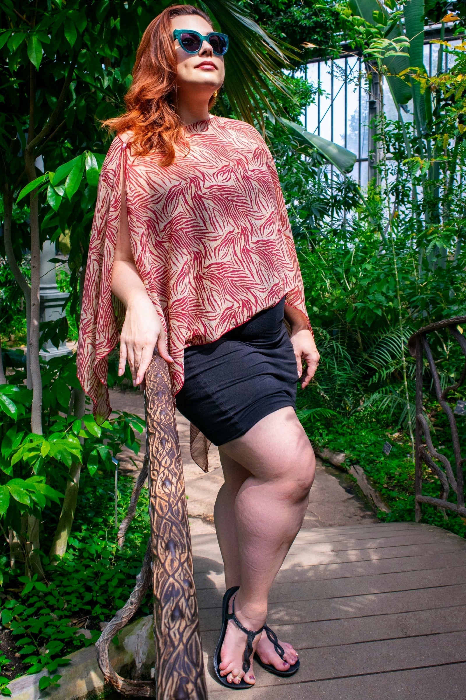 Butterfly Wrap in Red Palm print