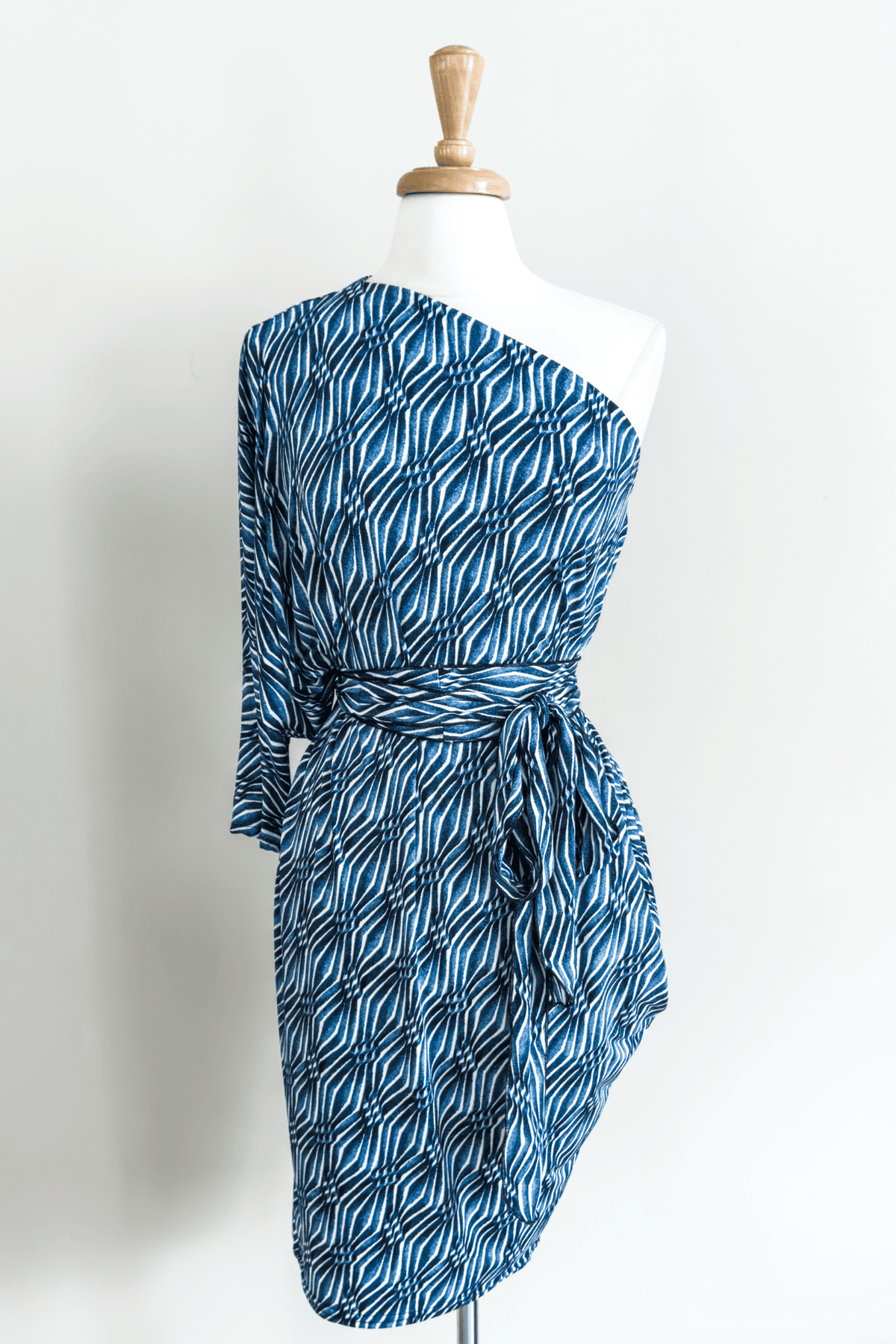 Diane Kroe Origami Dress in Blue Ikat
