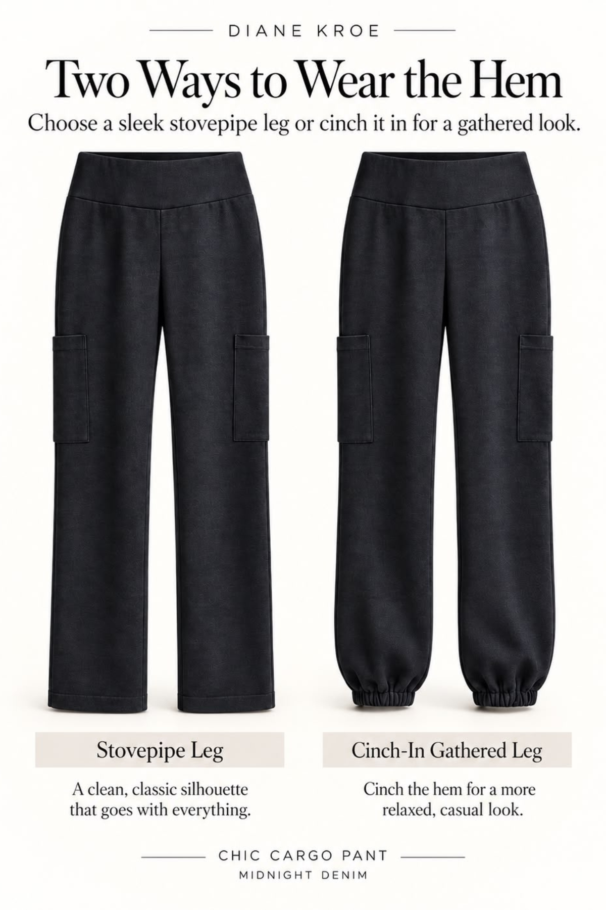 Ways to wear the hem of Diane Kroe Chic Cargo Pants