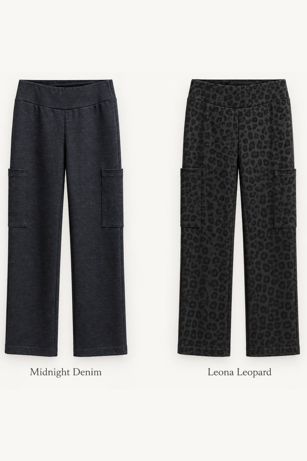 Diane Kroe Midnight Denim and Leona Leopard Chic Cargo Pants
