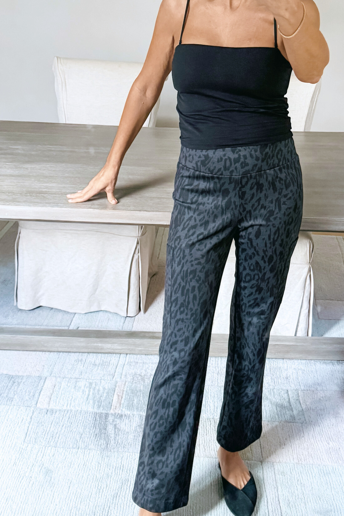 Chic Cargo Pants | Black Leopard Ponte