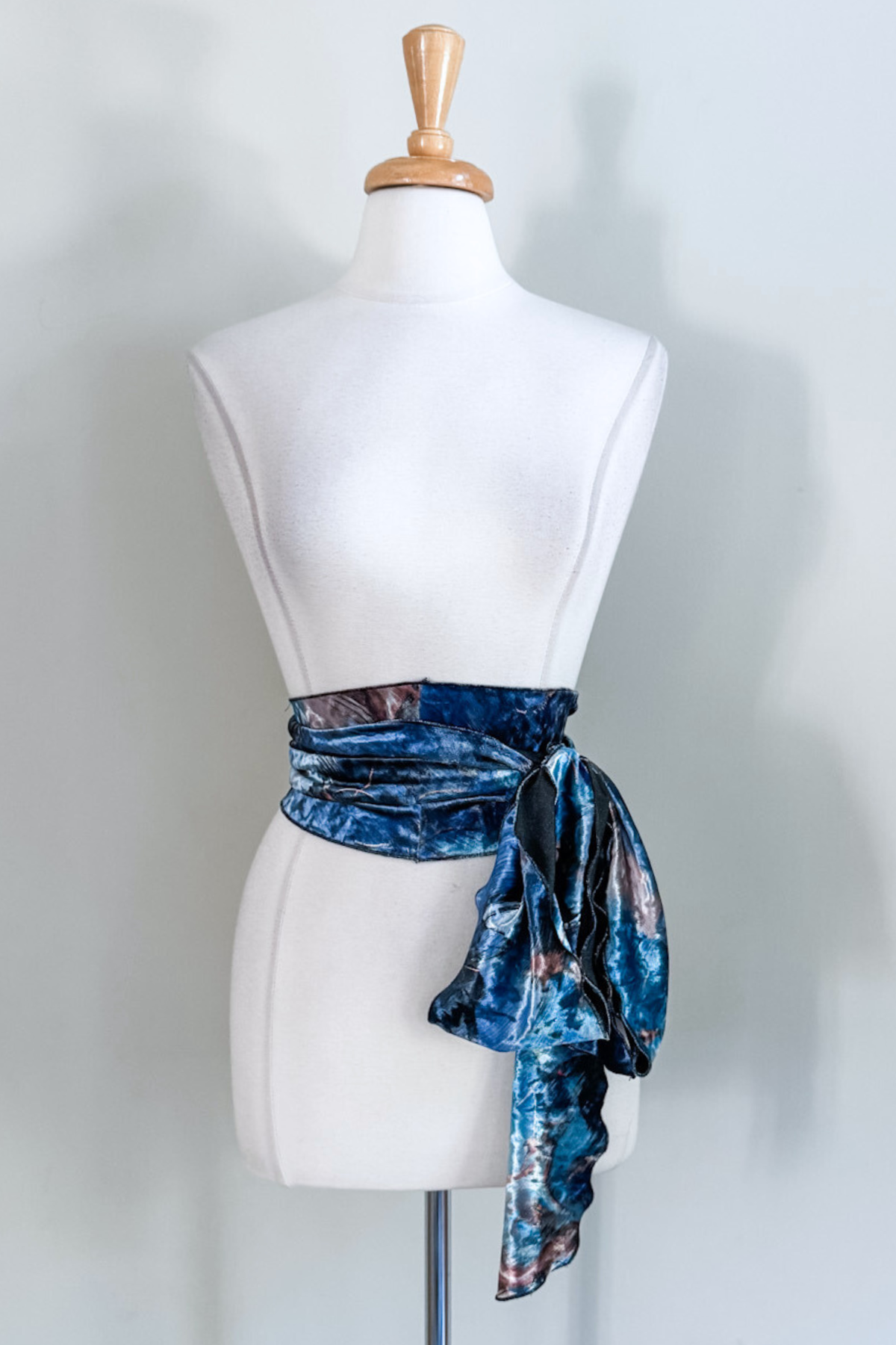Blue marble-patterned sash from Diane Kroe