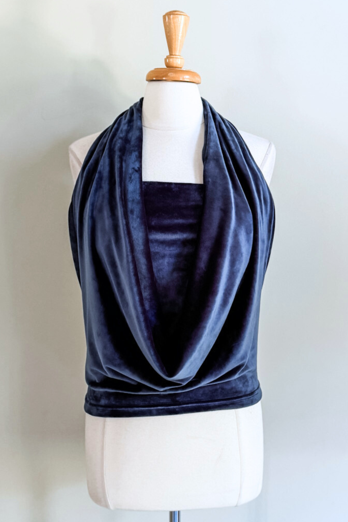 Blue Velvet Explore More Sweatshirt by Diane Kroe — a soft, versatile velvet halter top style for travel or everyday wear