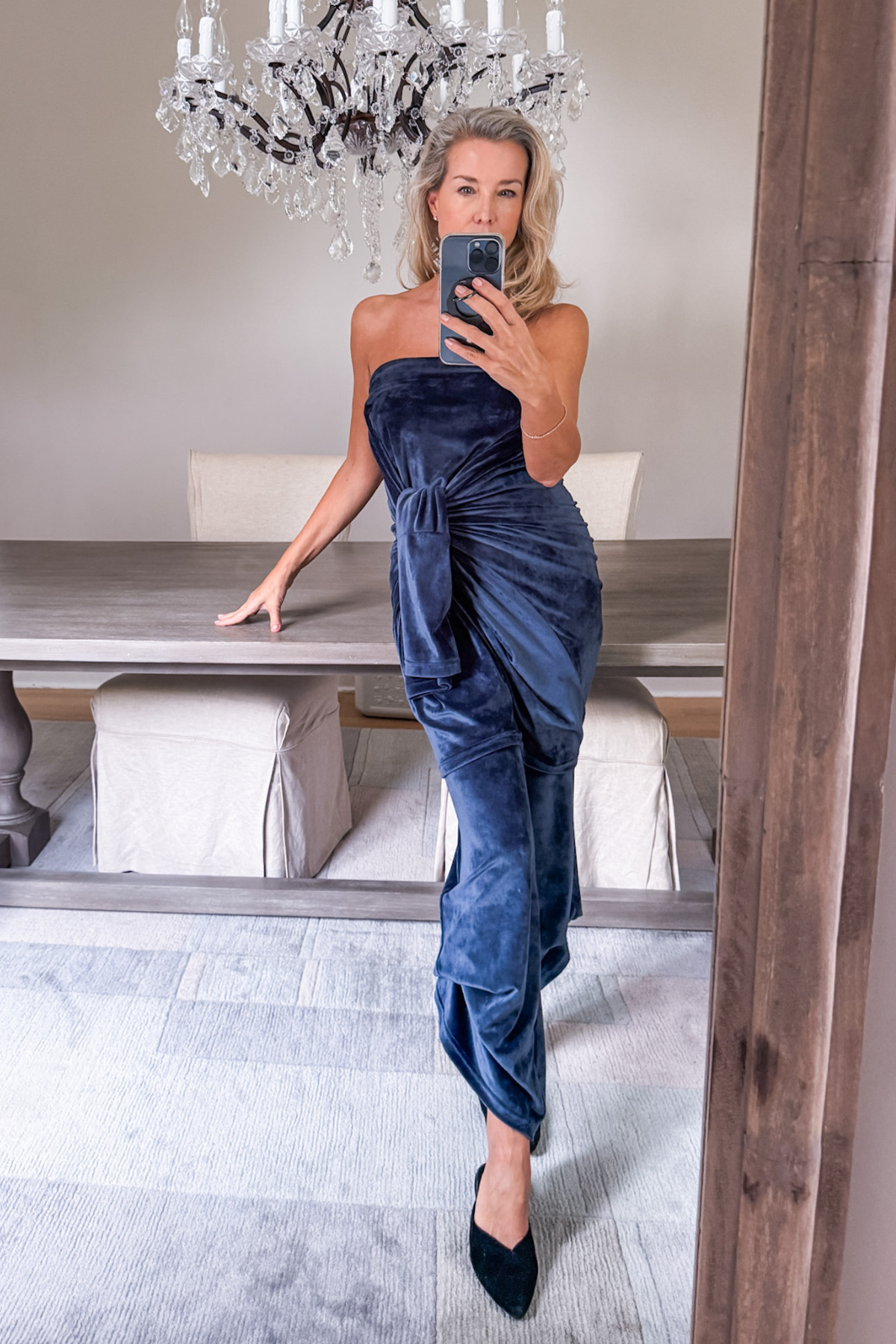 Blue Velvet Explore More Sweatshirt by Diane Kroe — a soft, cozy velvet dress style perfect for travel and everyday wear