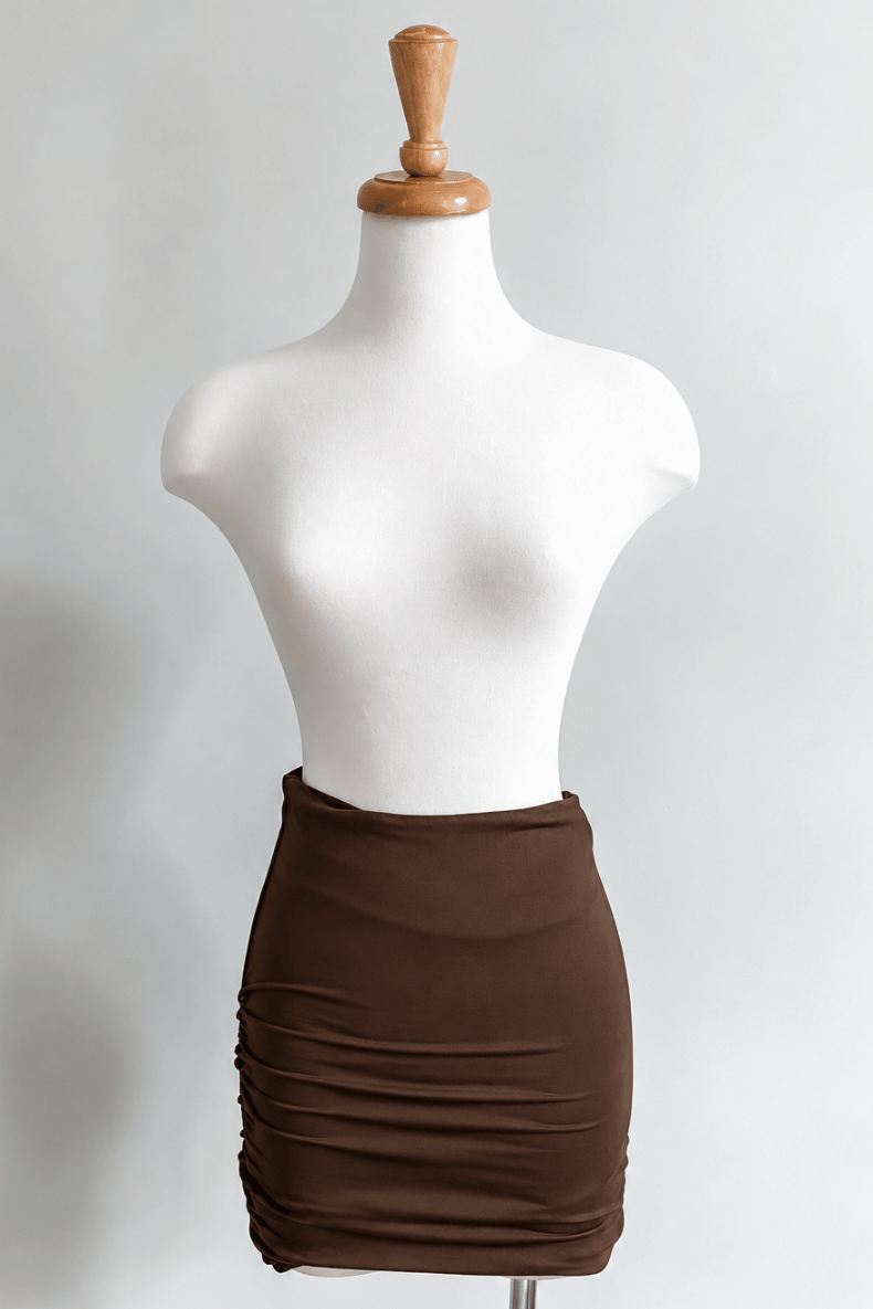 Diane Kroe Brown Skort styled as a romper in skirt in Brazil Knit