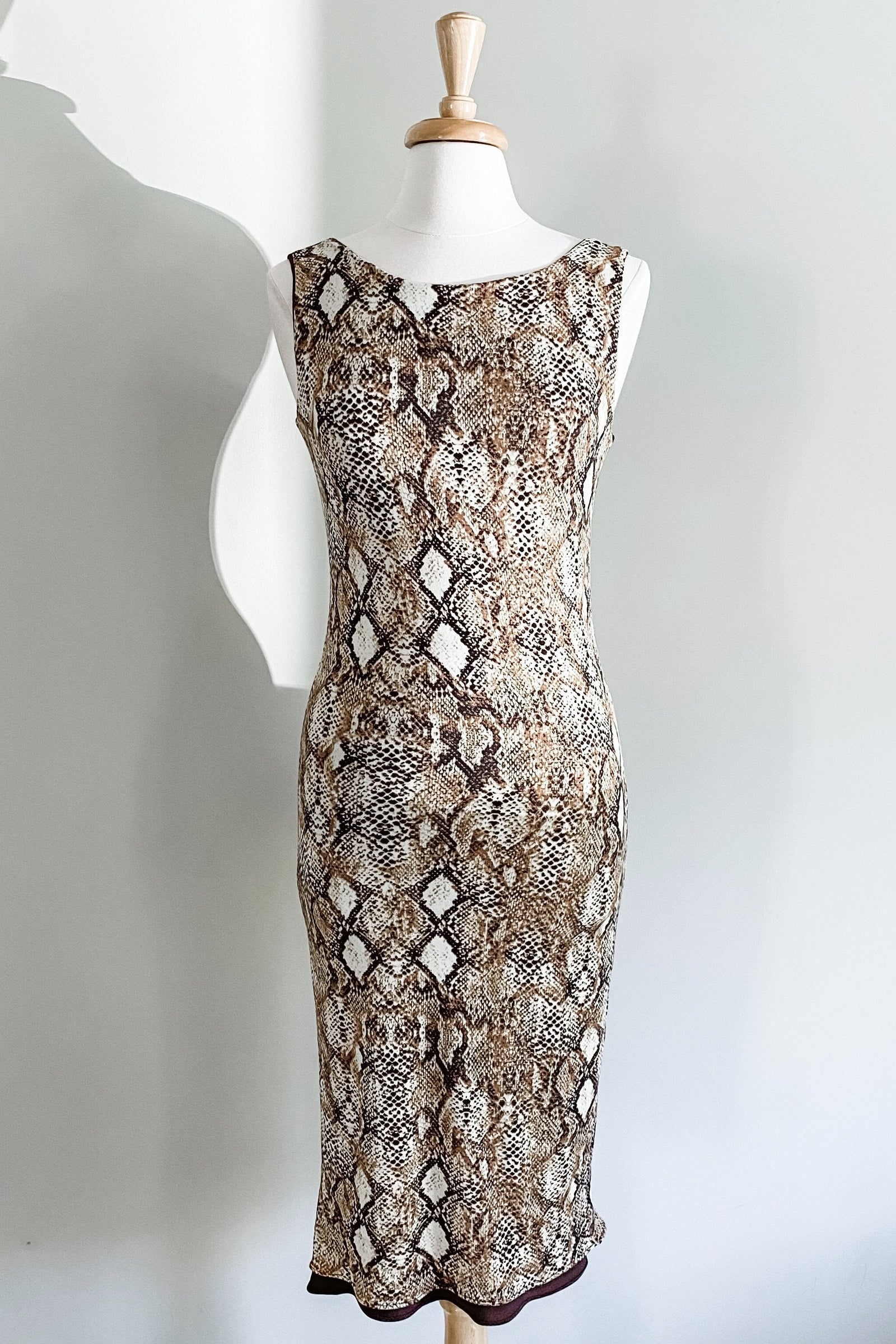 Reversible Sheath Dress | Brown Snake