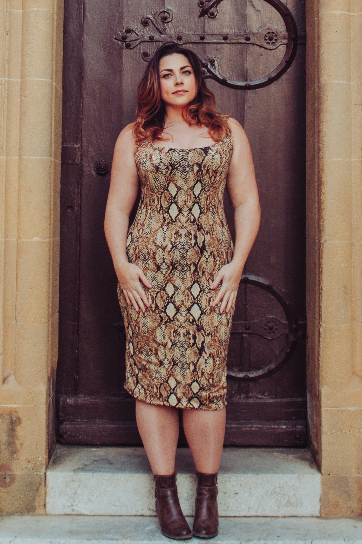 Reversible Sheath Dress | Brown Snake