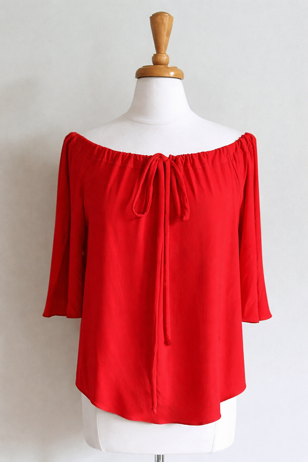 Red Evermore Top in Brushed Venezia by Diane Kroe styled as a classic top