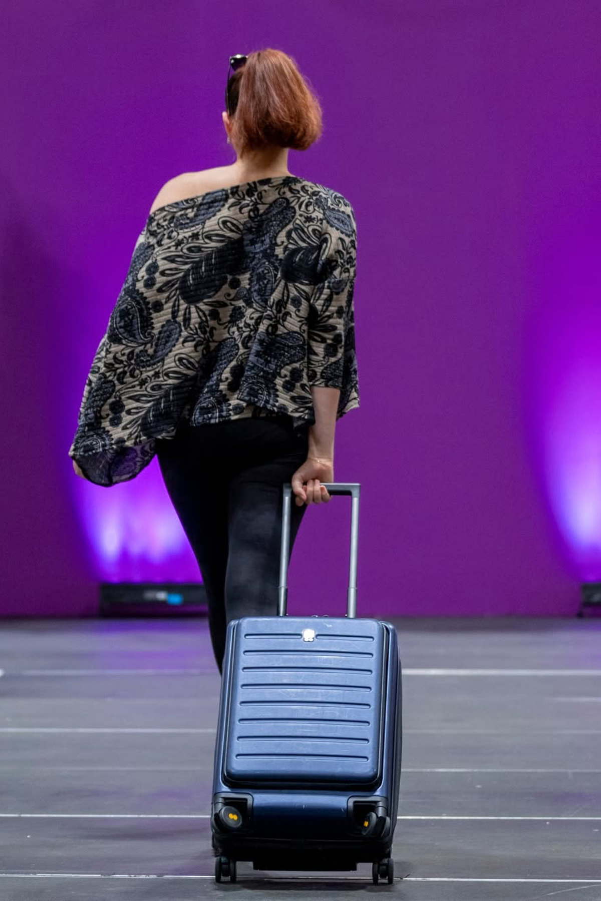 Diane Kroe Wanderlust wrap in blue Spain print.