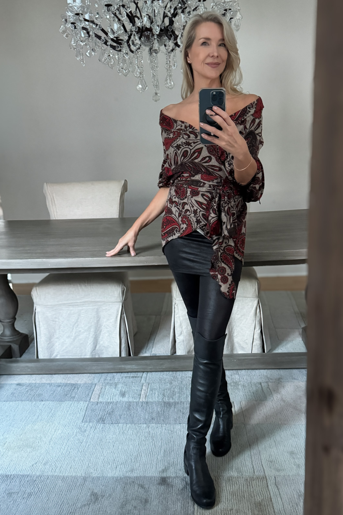 Diane Kroe Wanderlust wrap in red Spain print.