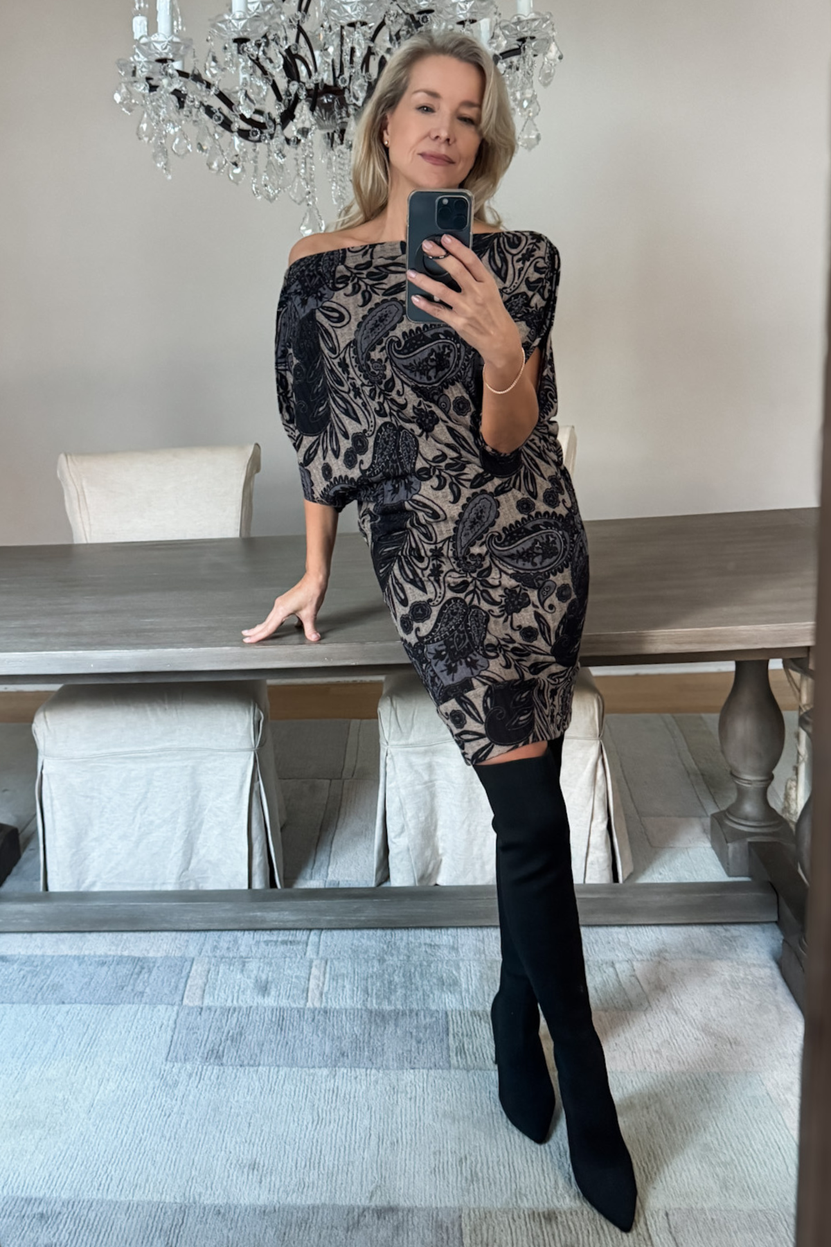 Diane Kroe Wear-Ever dress in blue Spain print.