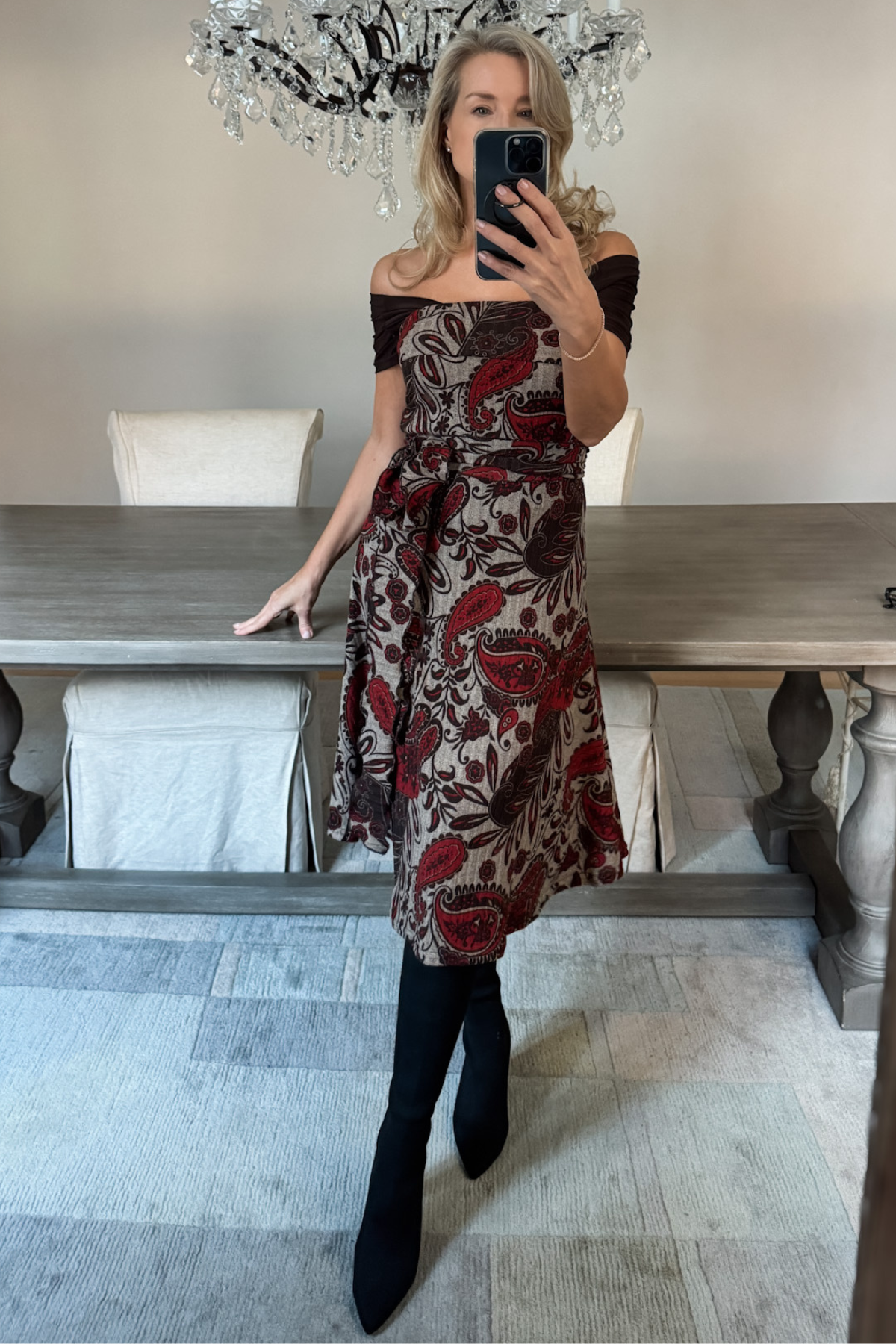 Diane Kroe Wear-Ever dress in red Spain print.