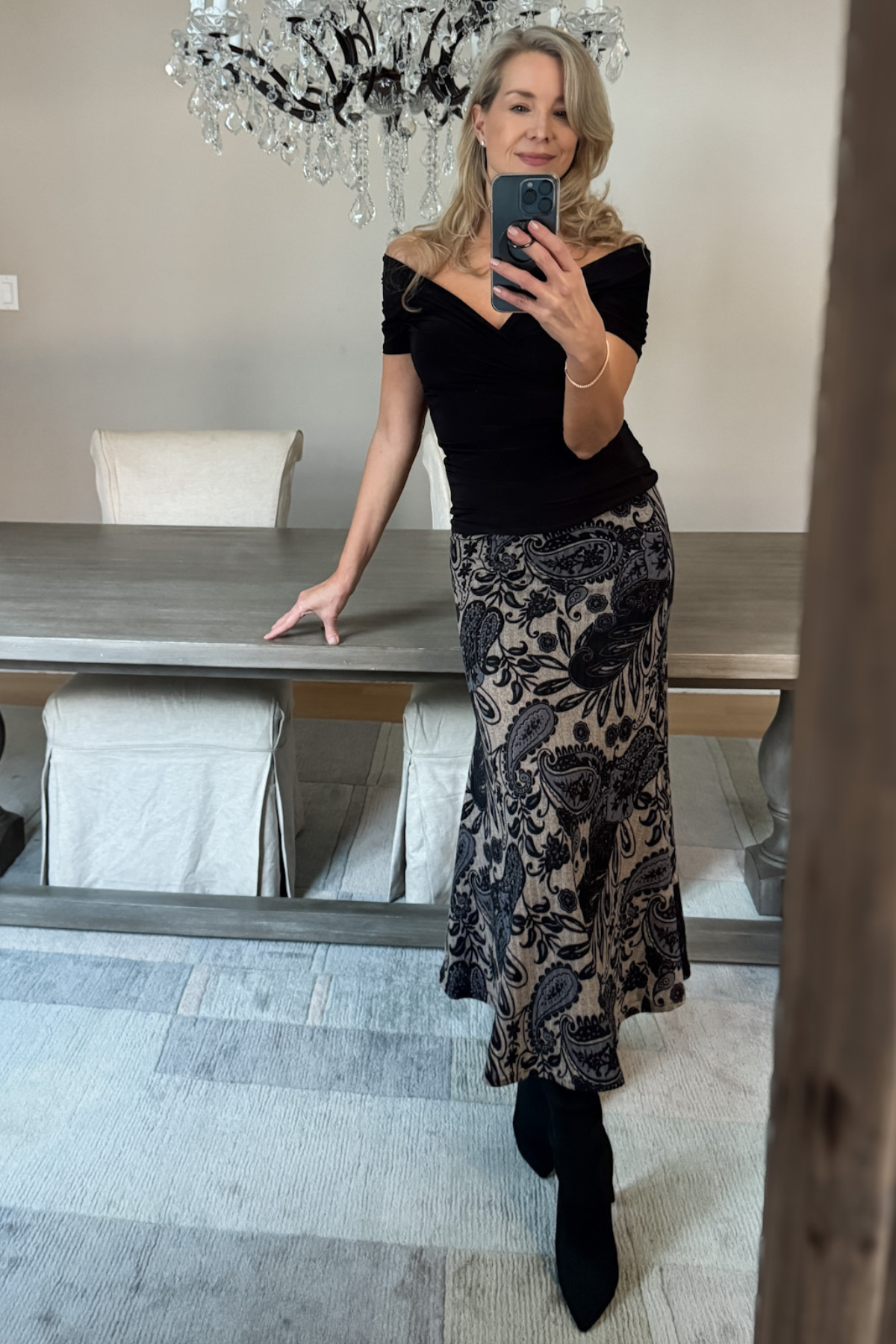 Diane Kroe Wear-Ever dress in blue Spain print.