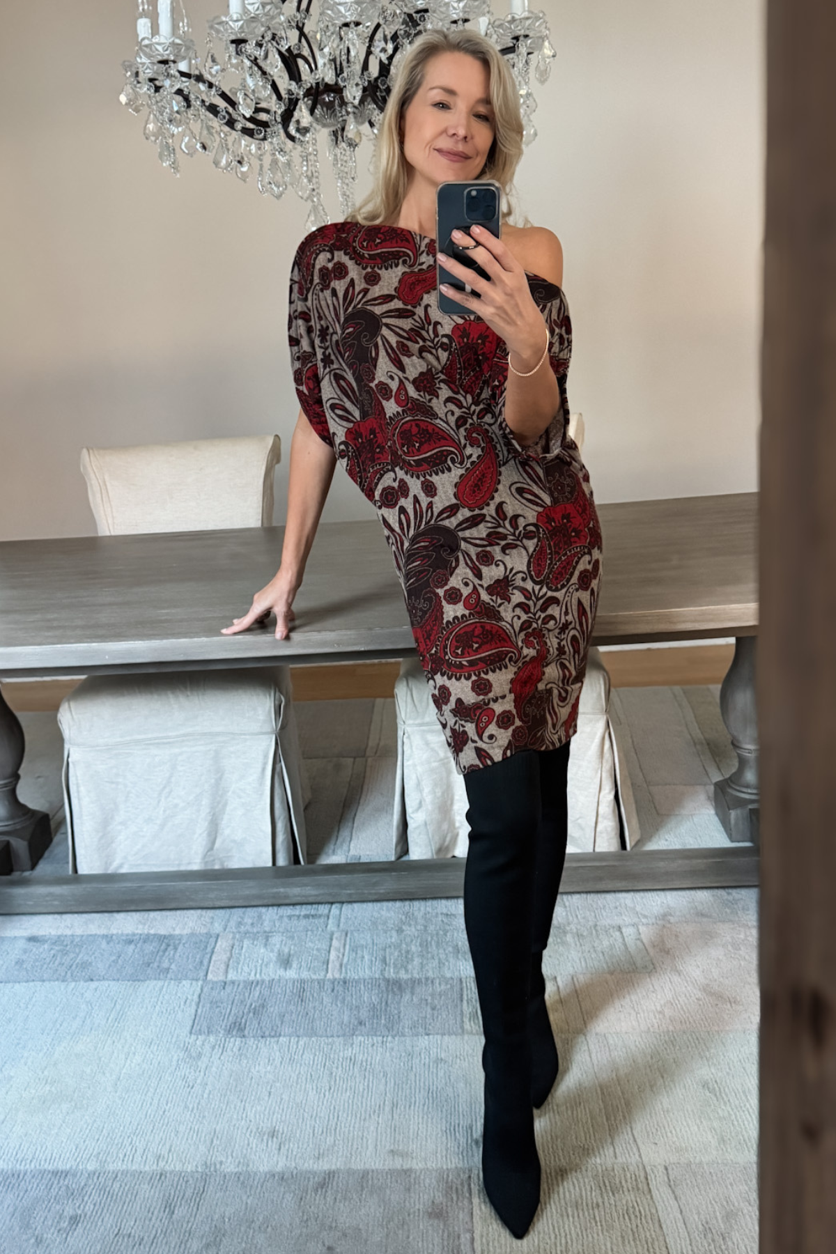 Diane Kroe Wear-Ever dress in red Spain print.