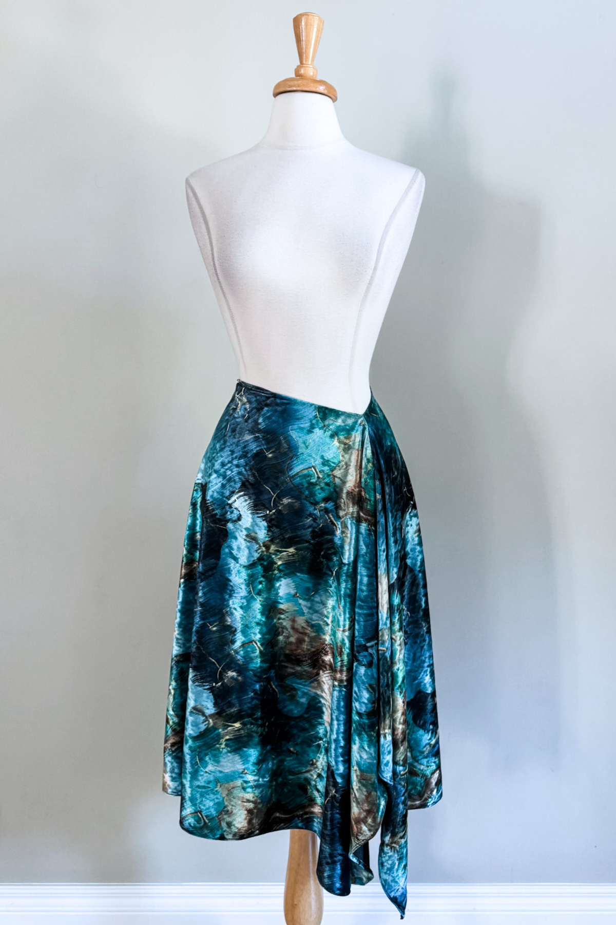 Turquoise marble-patterned Endless by Diane Kroe styled as a chic skirt