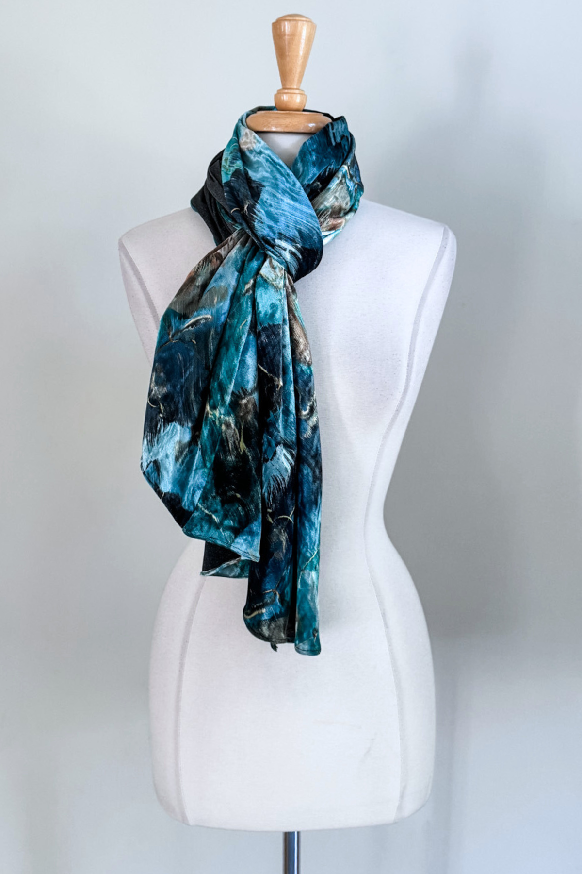 Diane Kroe Turquoise Marble Endless styled as a chic scarf