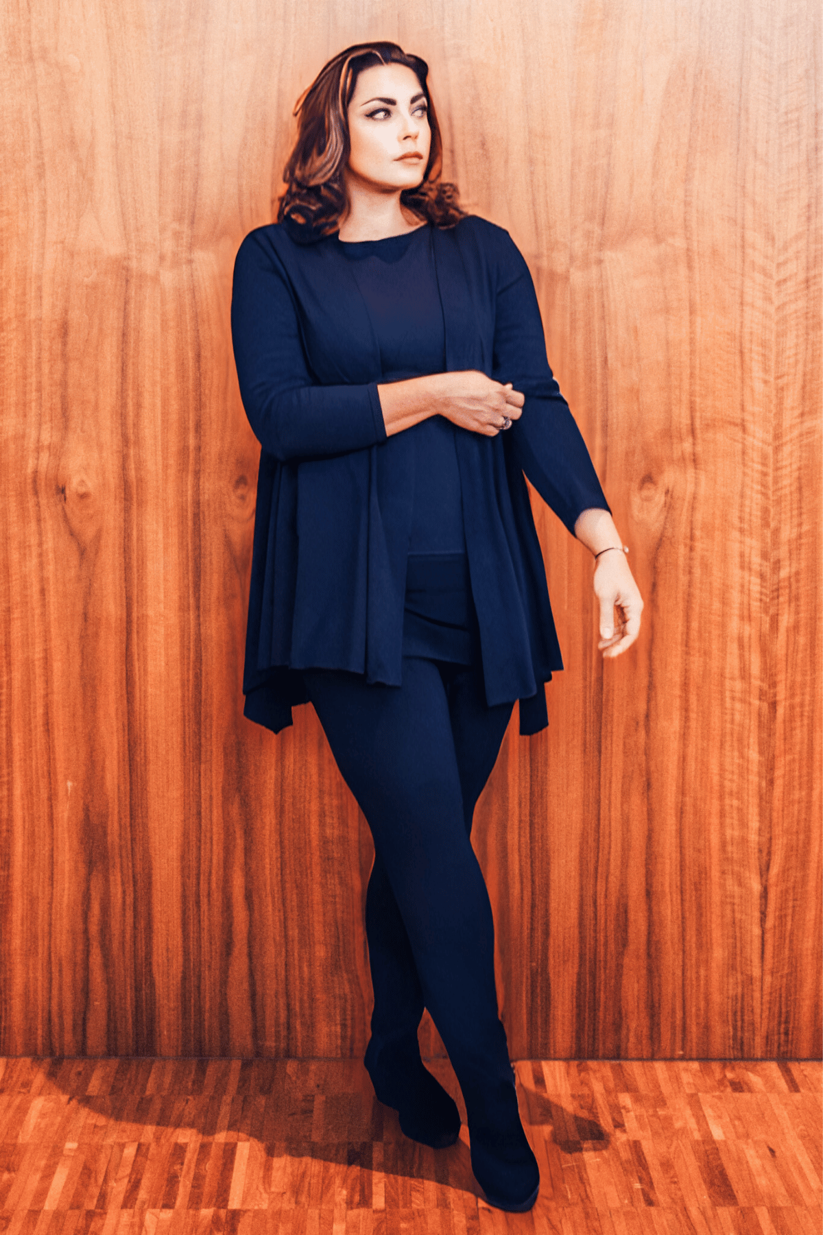 Travel Tights in Navy Brushed Venezia Fabric from Diane Kroe