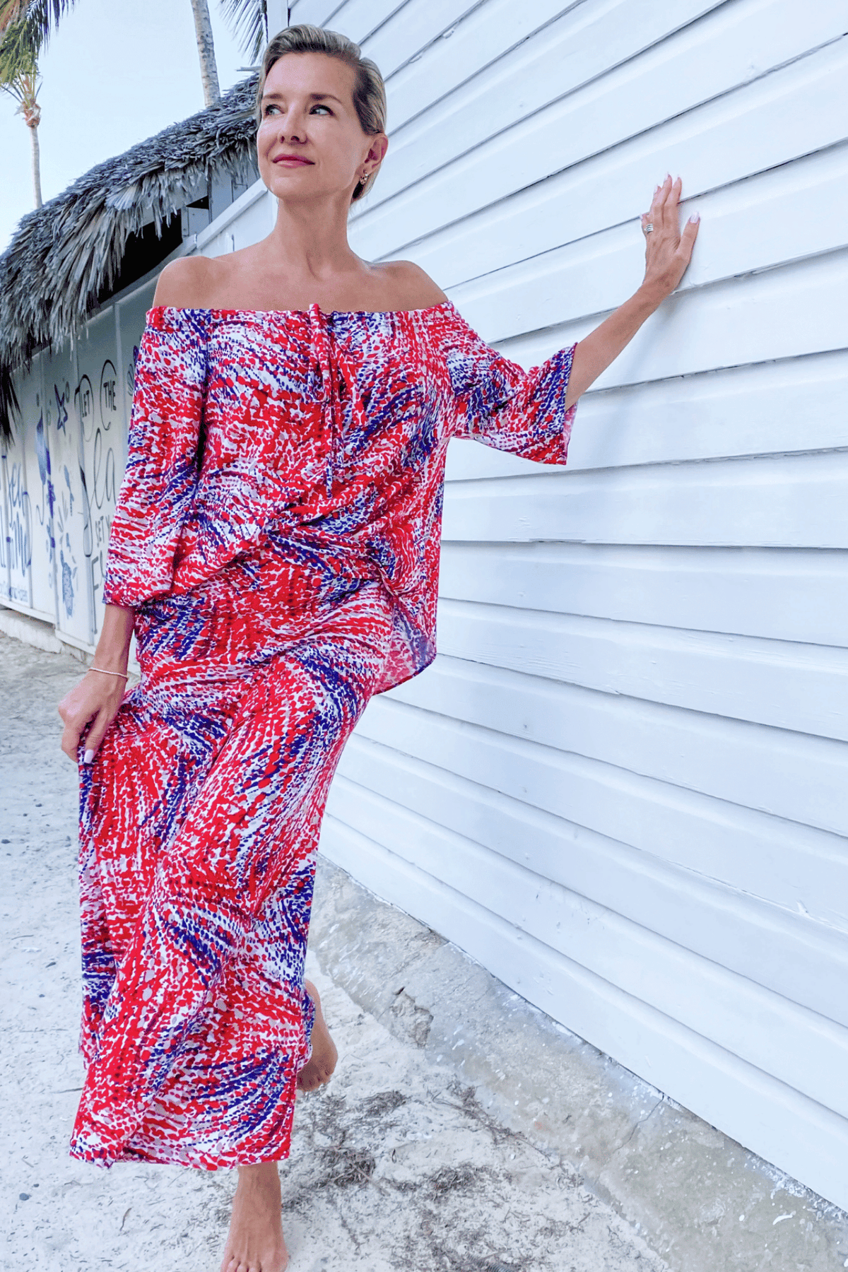 Diane Kroe Wear-Ever Dress in Prints (Whirlpool Red Navy) - Warm Weather Capsule Collection