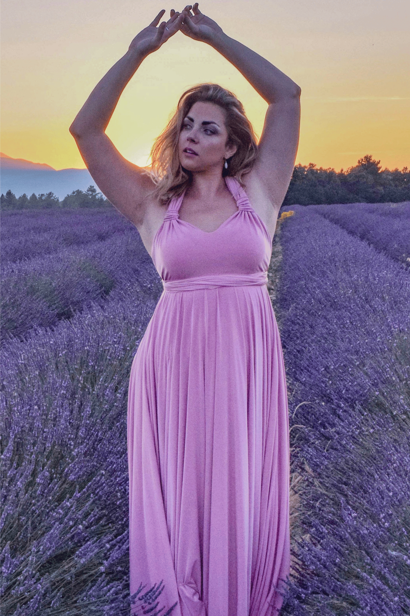 Convertible Maxi Dress in sea pink