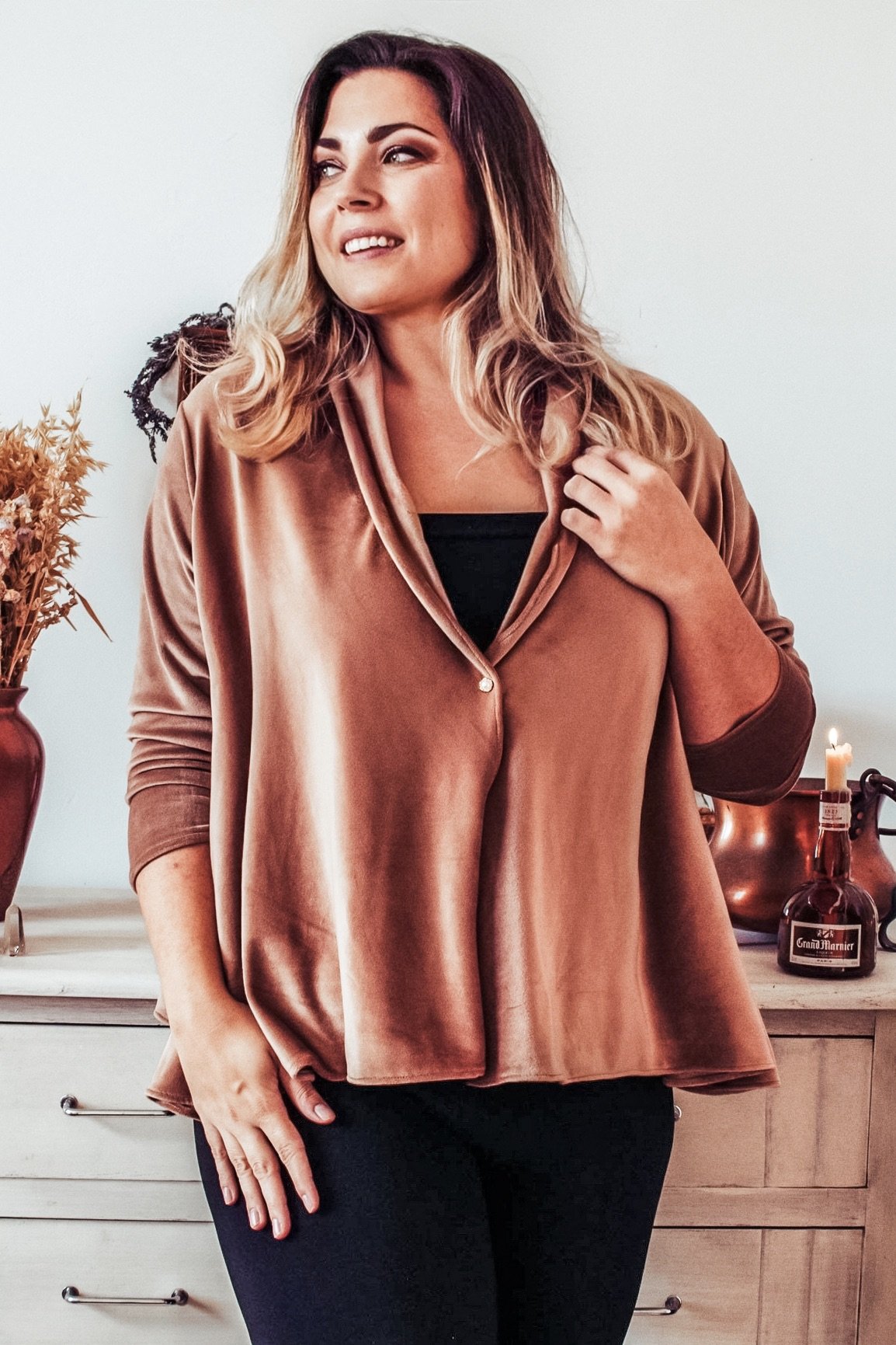 Minkey Wrap in Copper Velvet from Diane Kroe