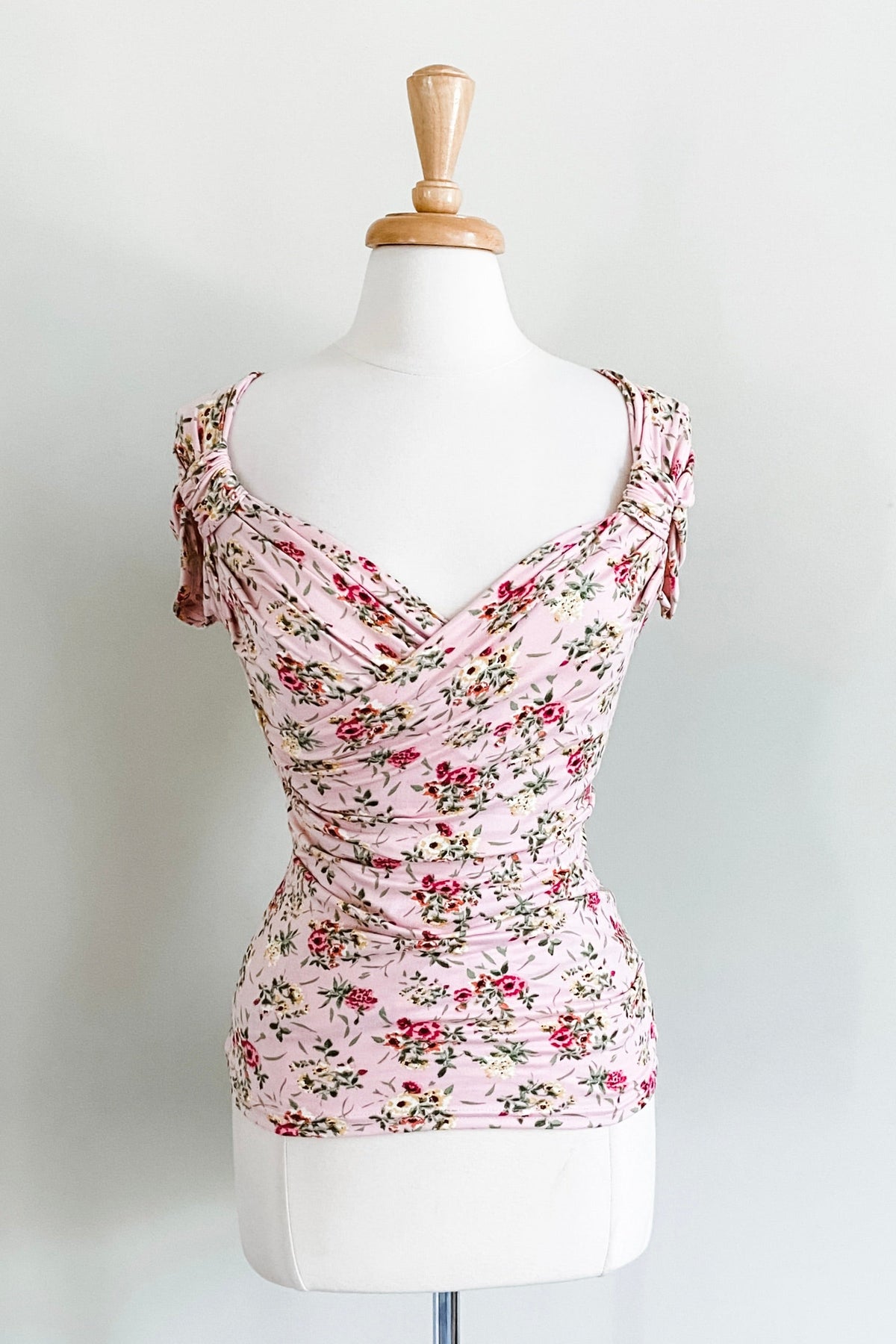 Diane Kroe Cross Top (Baby Pink Floral) - Warm Weather Capsule Collection