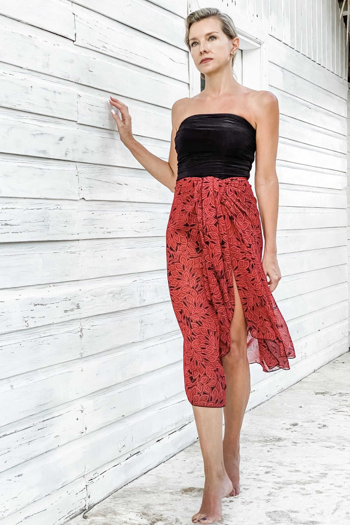 Butterfly Wrap in Lace Red Print