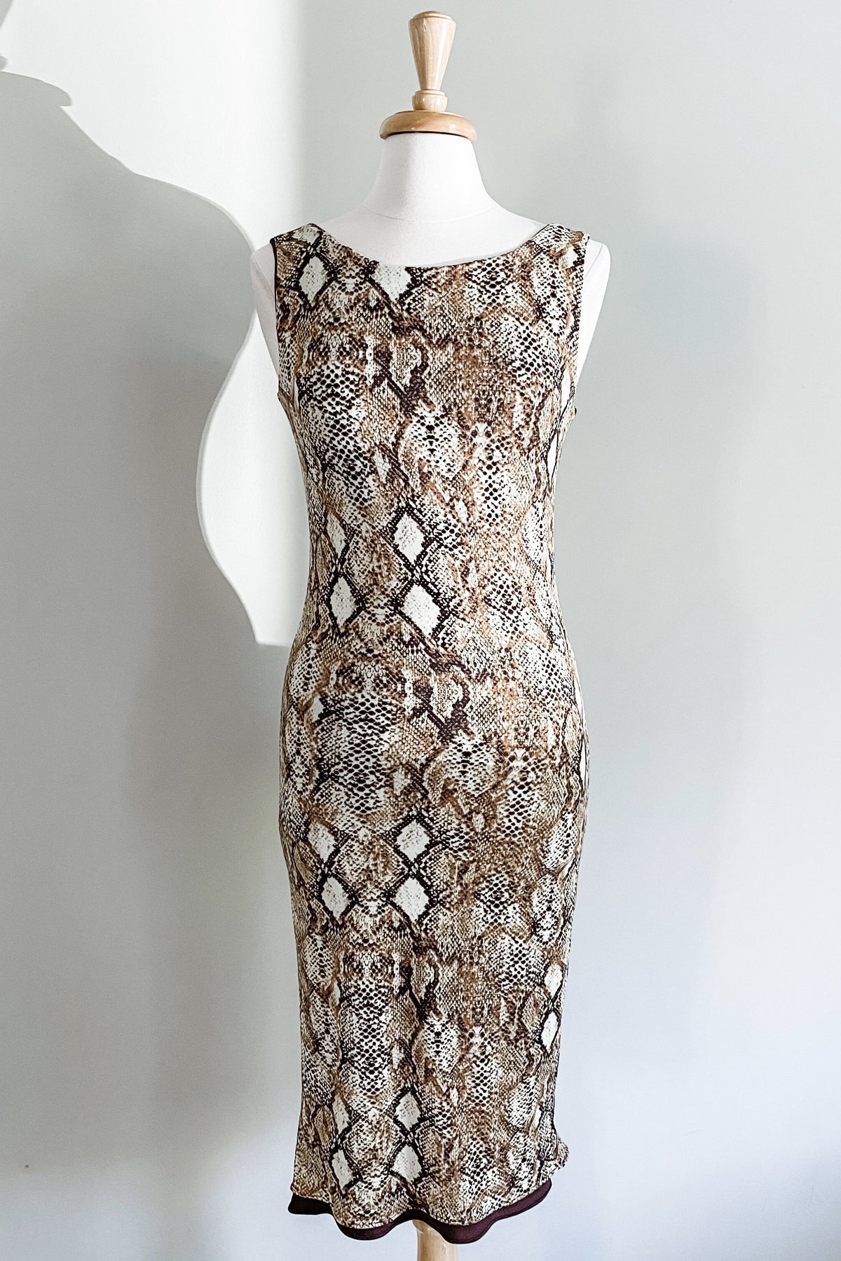 Sheath Dress in Brown Snake Print
