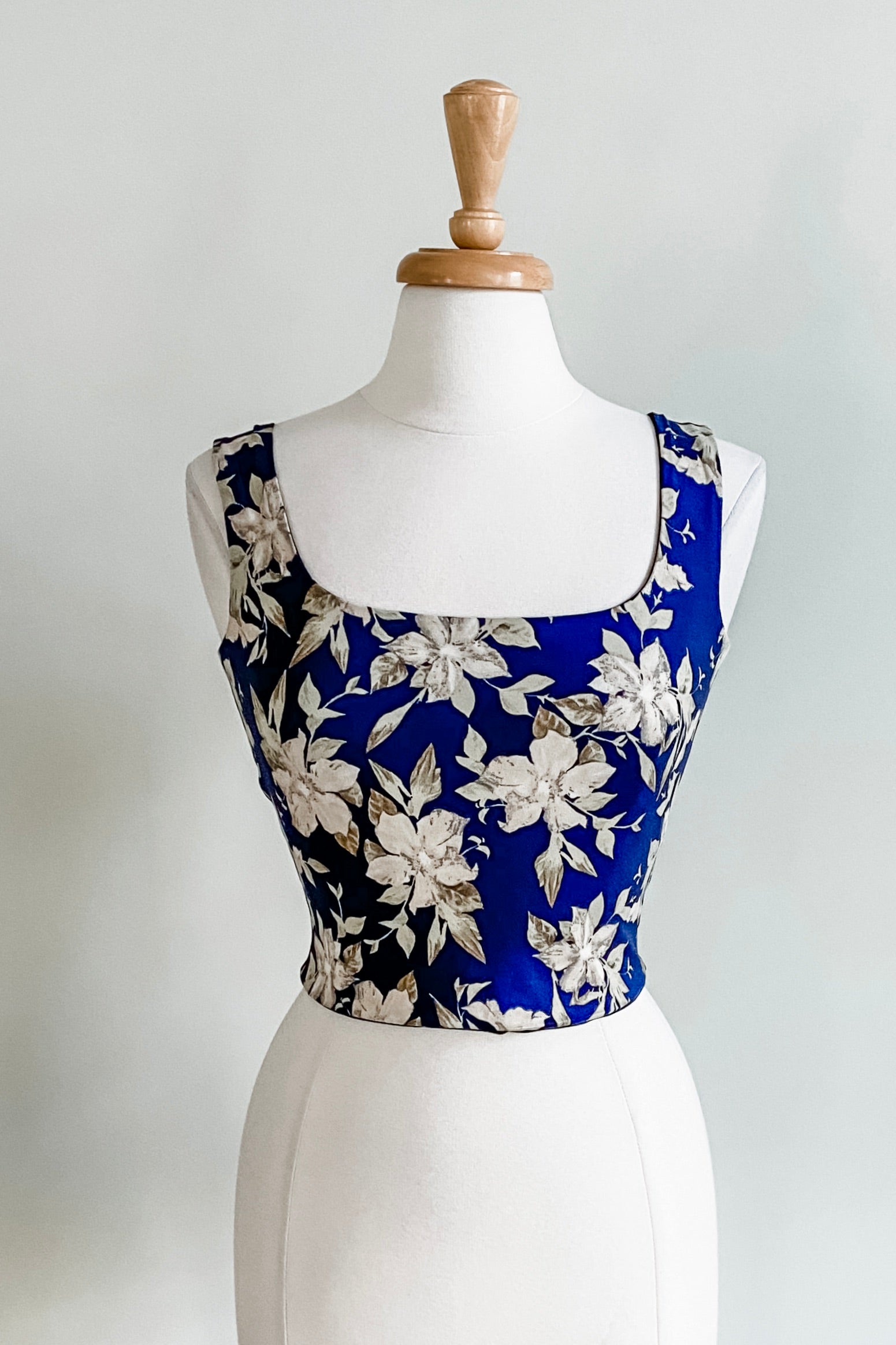 Reversible Bralette in White Navy Floral