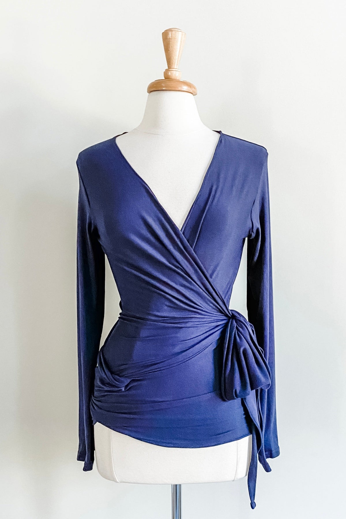 Diane Kroe Wrap Top (Navy Blue) - The Classic Capsule Collection