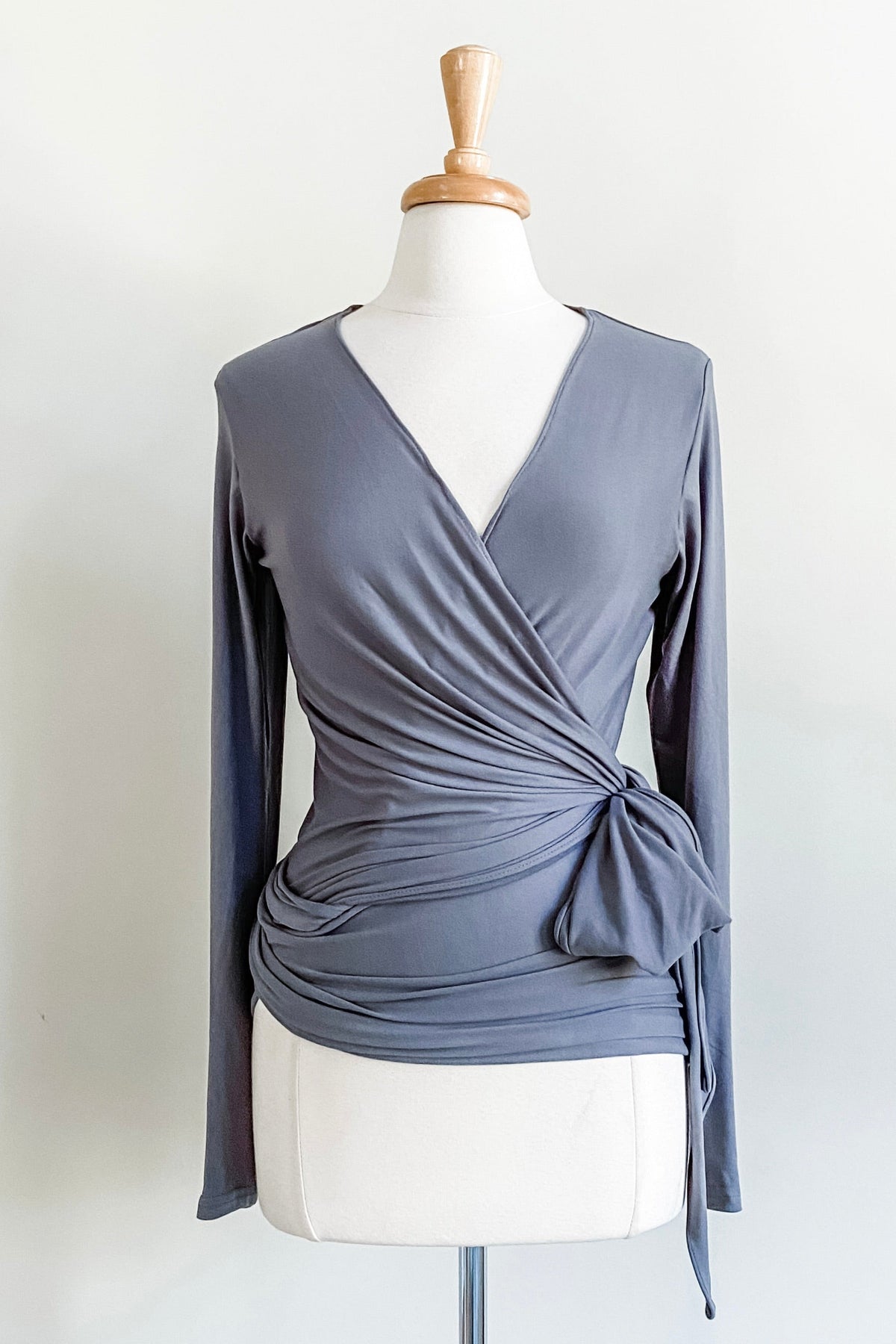 Diane Kroe Wrap Top (Slate) - The Classic Capsule Collection